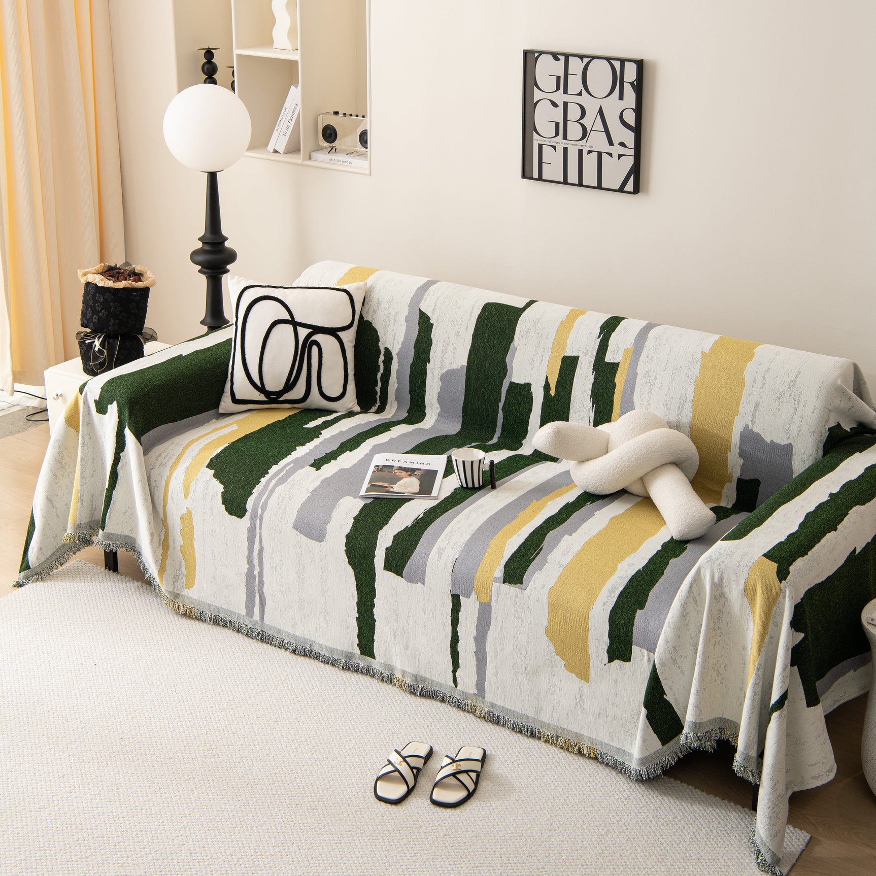 Colorful Chenille Sofa Throw Cover, Fashionable Soft Washable Couch Protector, Sectional Sofa Covers - Ornate Home
