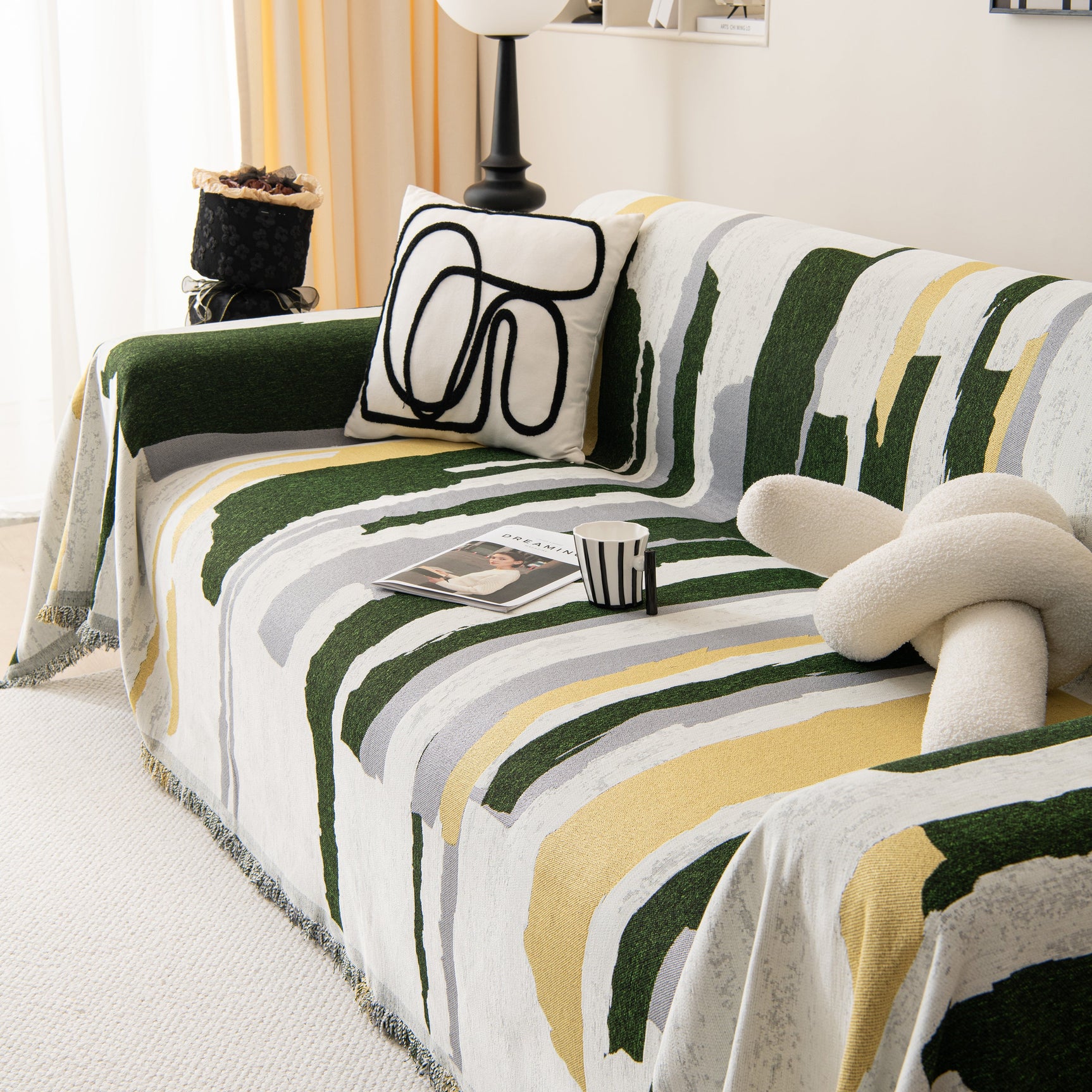 Colorful Chenille Sofa Throw Cover, Fashionable Soft Washable Couch Protector, Sectional Sofa Covers - Ornate Home