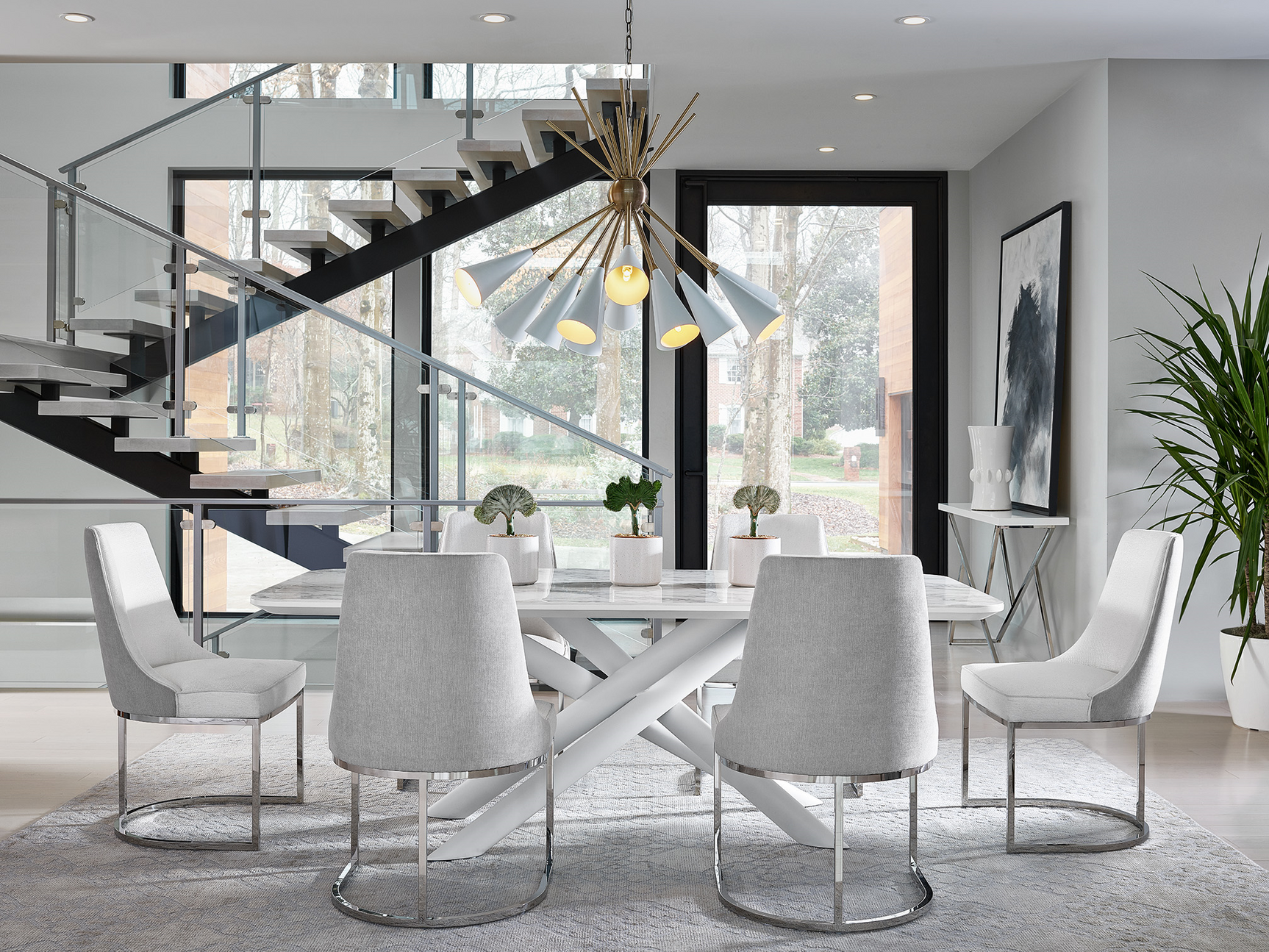 Colt White/Gray/Silver Dining Chair (Set of 2) - Ornate Home