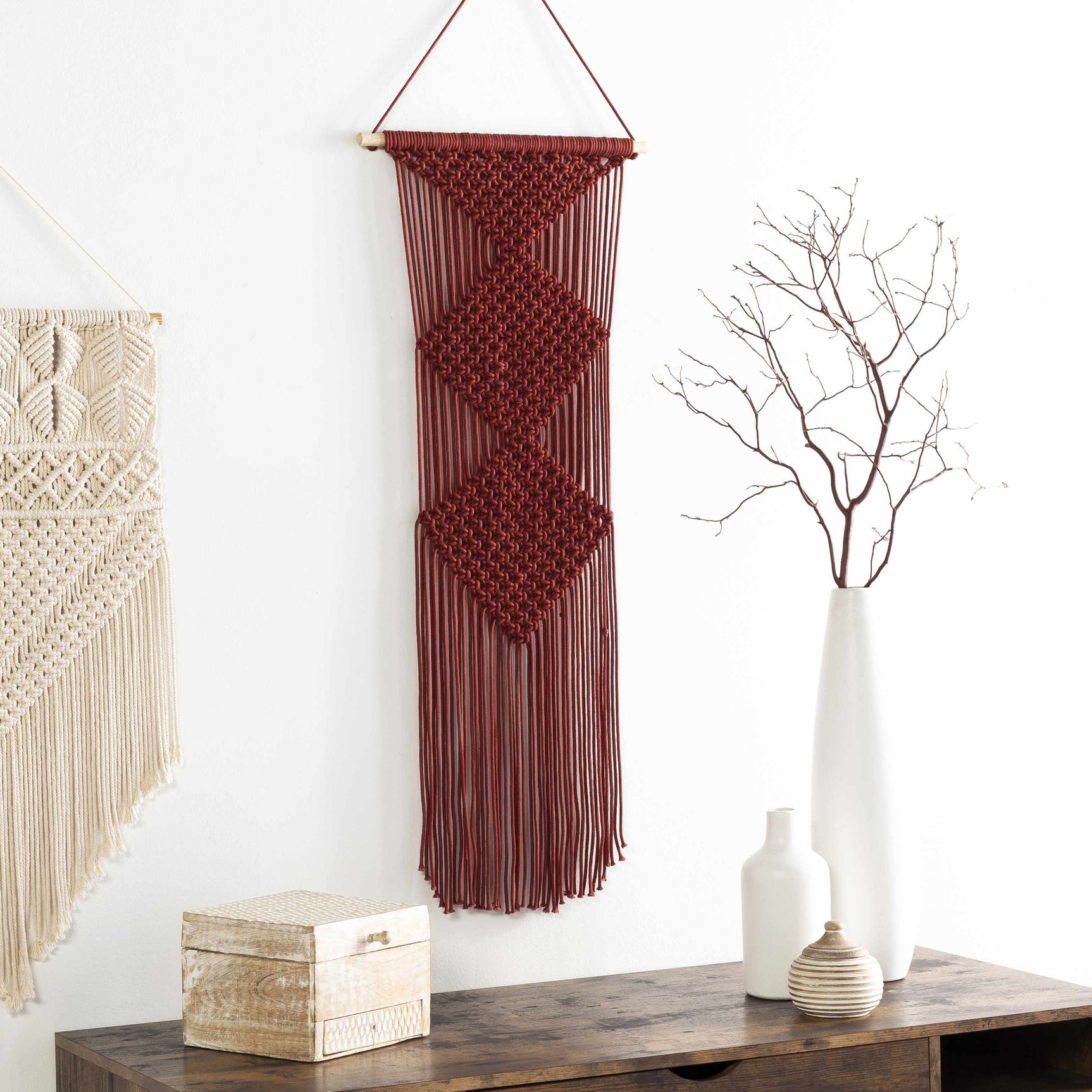 Columbio Rust Macramé Wall Hanging Decor - Clearance - Ornate Home