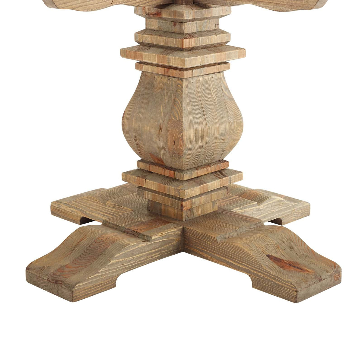 Column Brown 59" Round Pine Wood Dining Table - Ornate Home