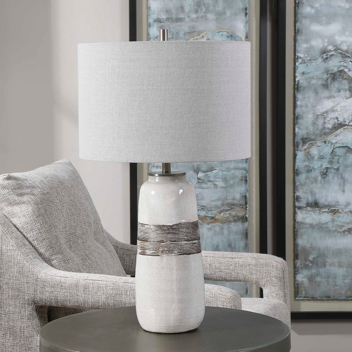 Comanche White Crackle Table Lamp - Ornate Home
