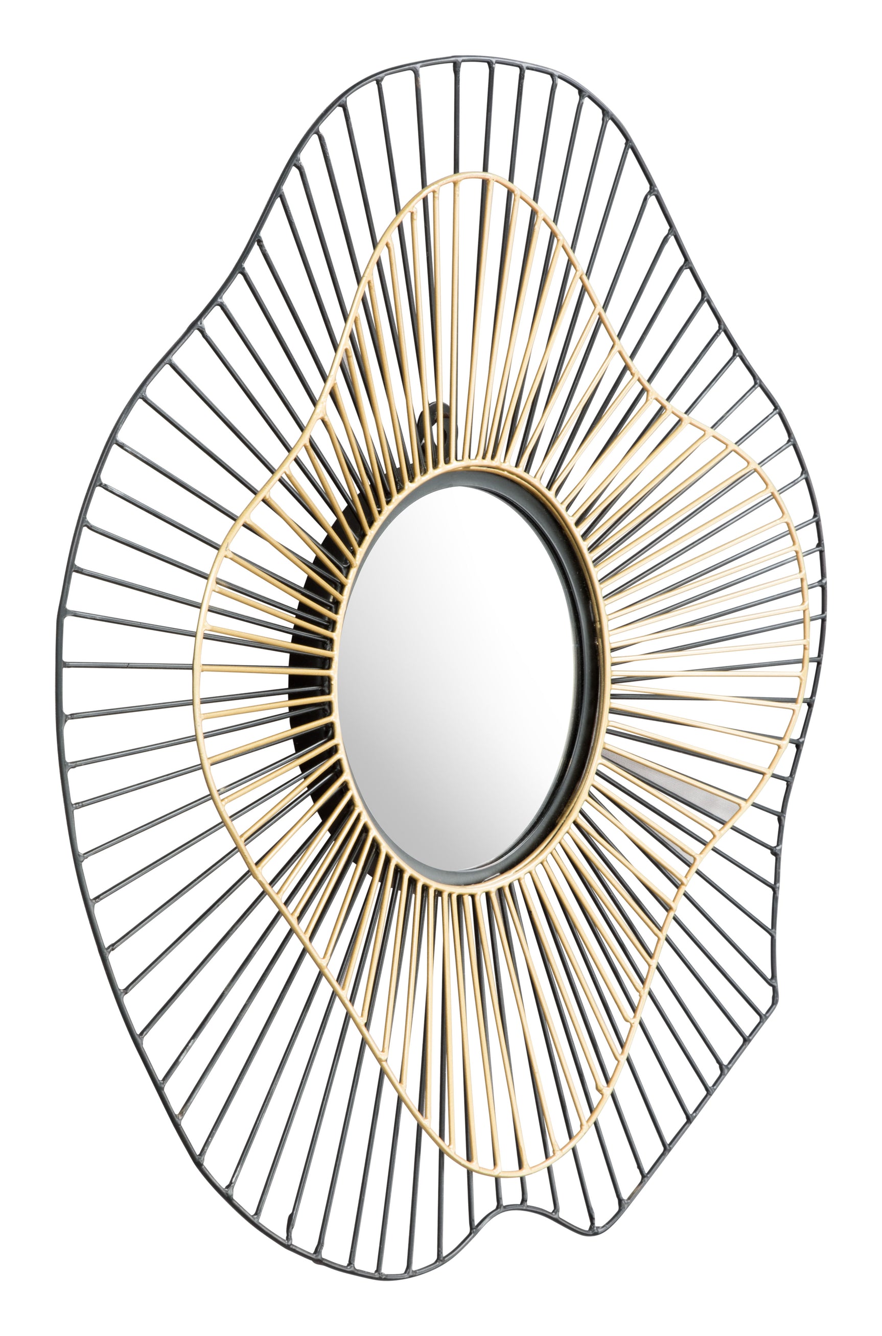 Comet Black & Gold Round Mirror