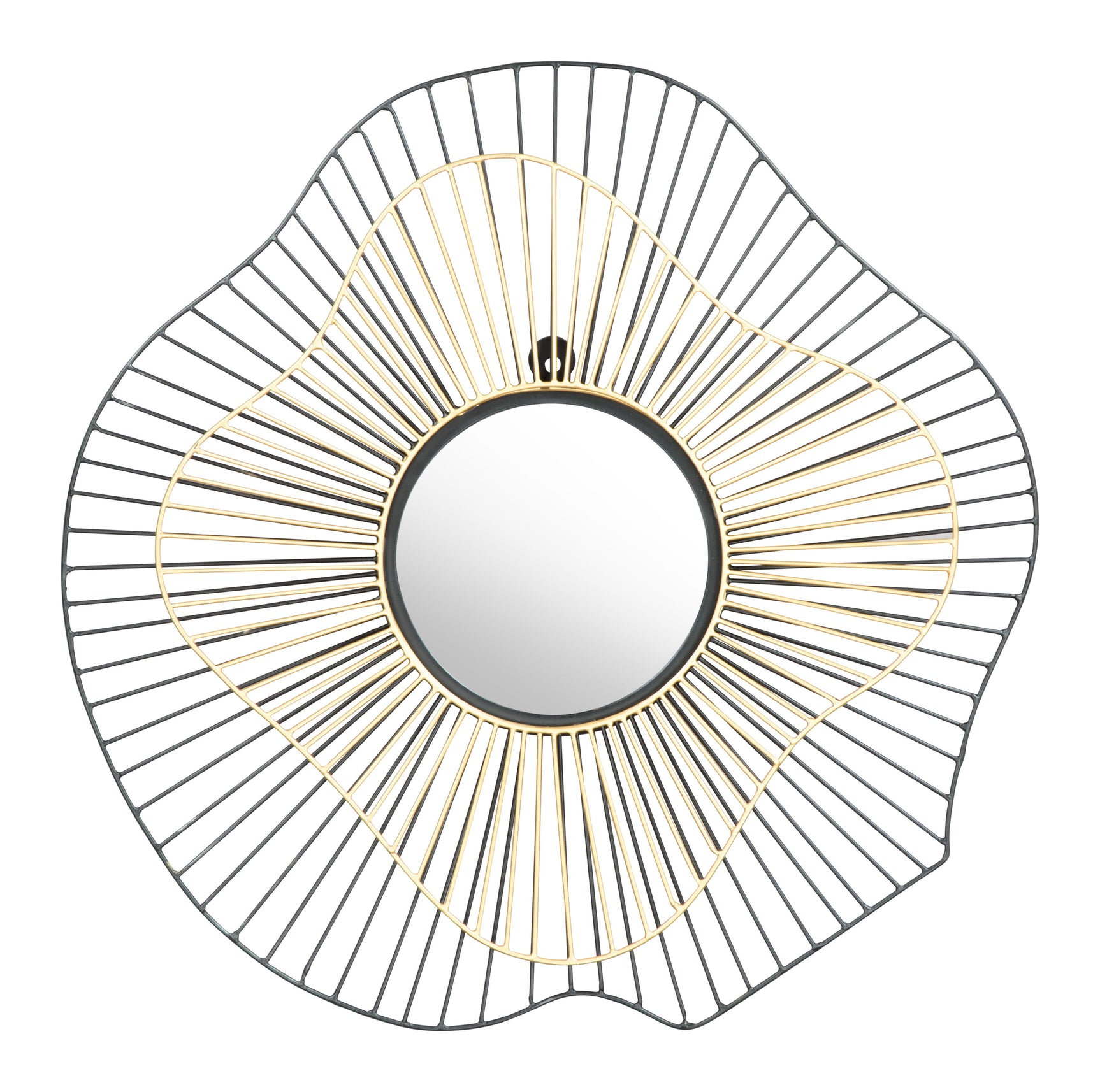Comet Black & Gold Round Mirror