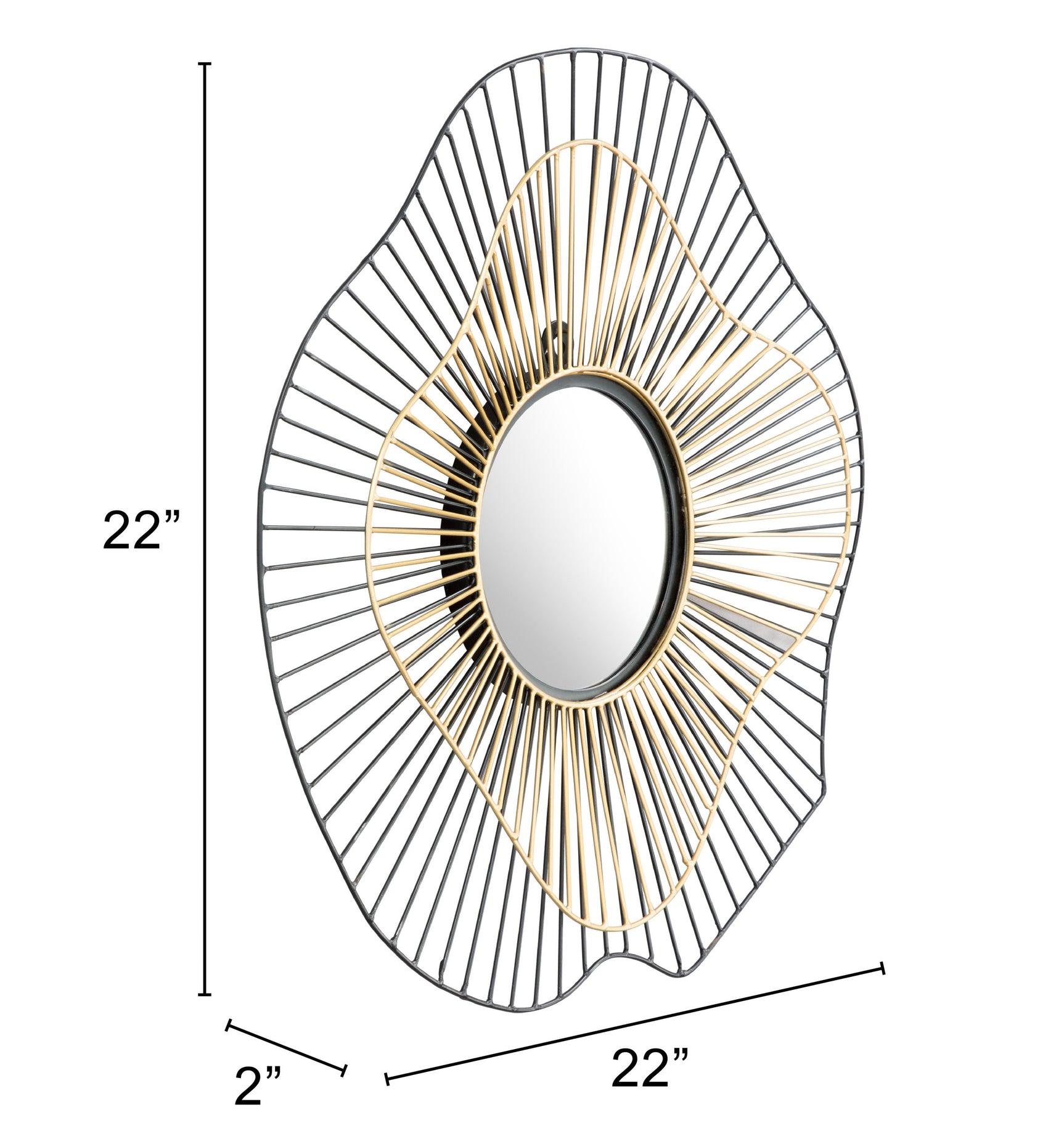 Comet Black & Gold Round Mirror