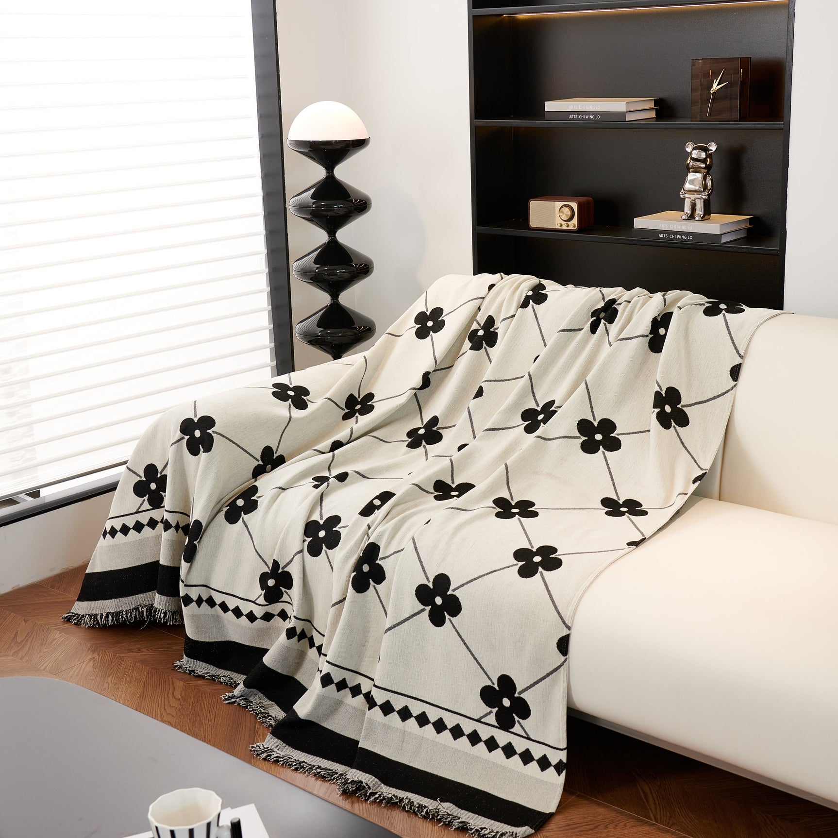 Comfy Four-Leaf Clover Hope Faith Love Luck Blanket for Couch, Chenille Scratch Proof Sofa Blanket Covers - Ornate Home