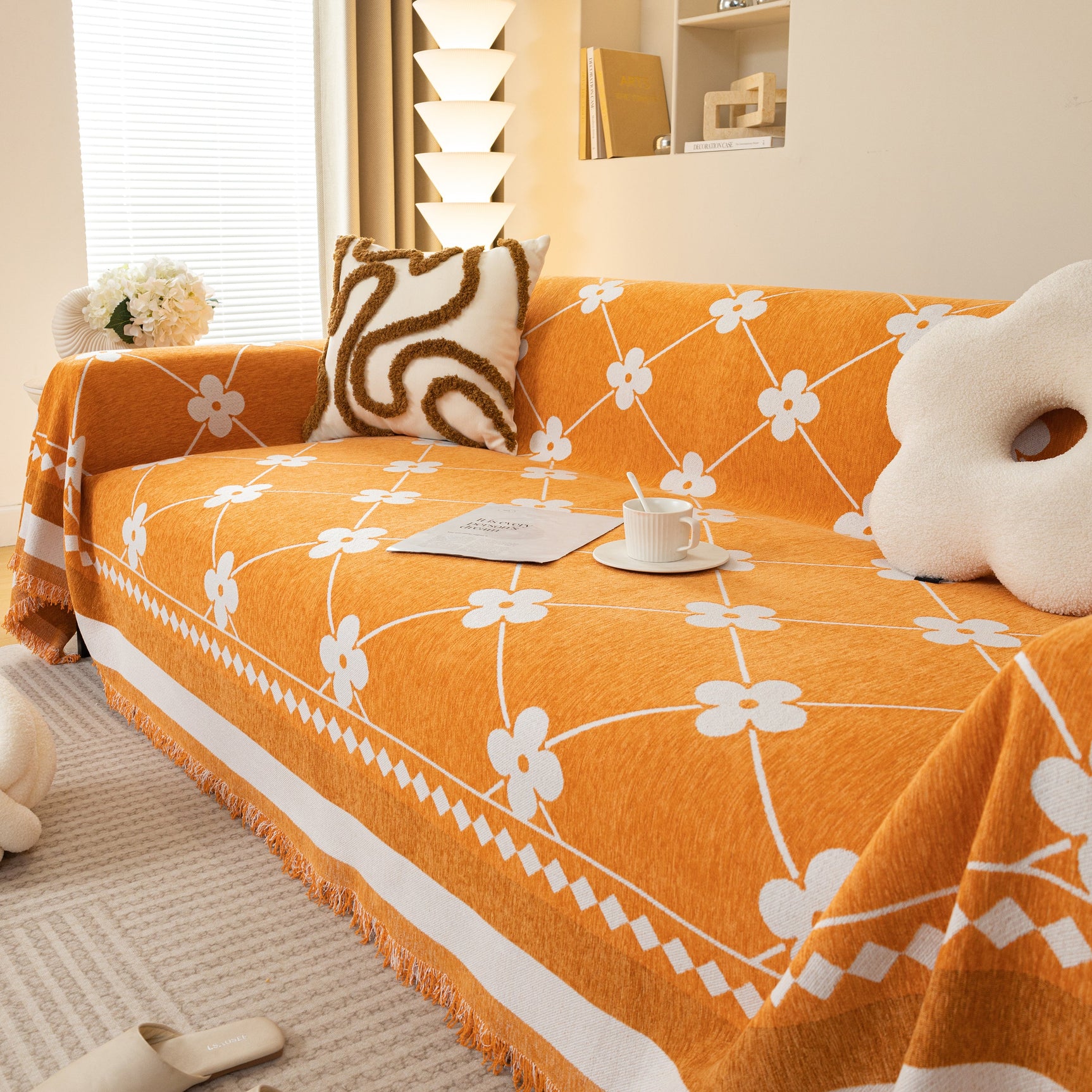 Comfy Four-Leaf Clover Hope Faith Love Luck Blanket for Couch, Chenille Scratch Proof Sofa Blanket Covers - Ornate Home