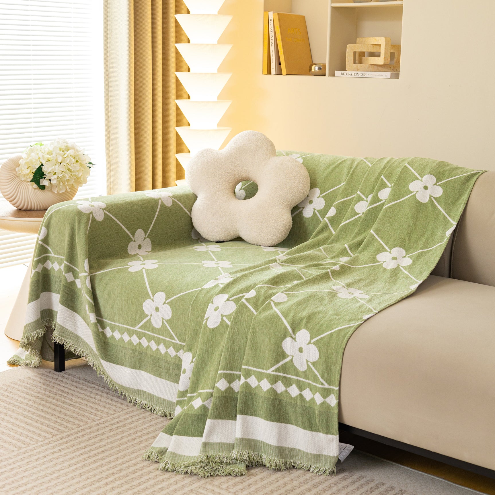 Comfy Four-Leaf Clover Hope Faith Love Luck Blanket for Couch, Chenille Scratch Proof Sofa Blanket Covers - Ornate Home