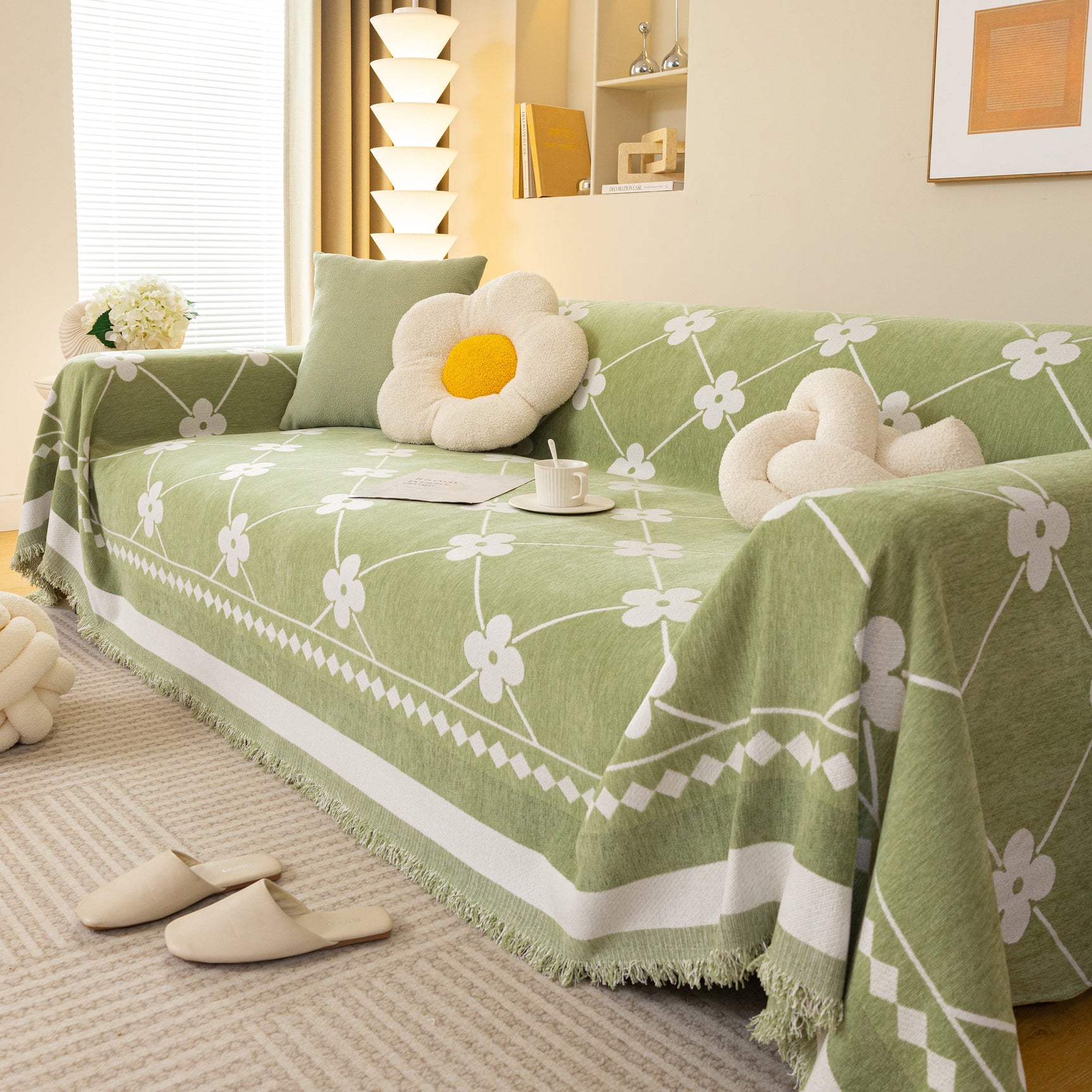 Comfy Four-Leaf Clover Hope Faith Love Luck Blanket for Couch, Chenille Scratch Proof Sofa Blanket Covers - Ornate Home