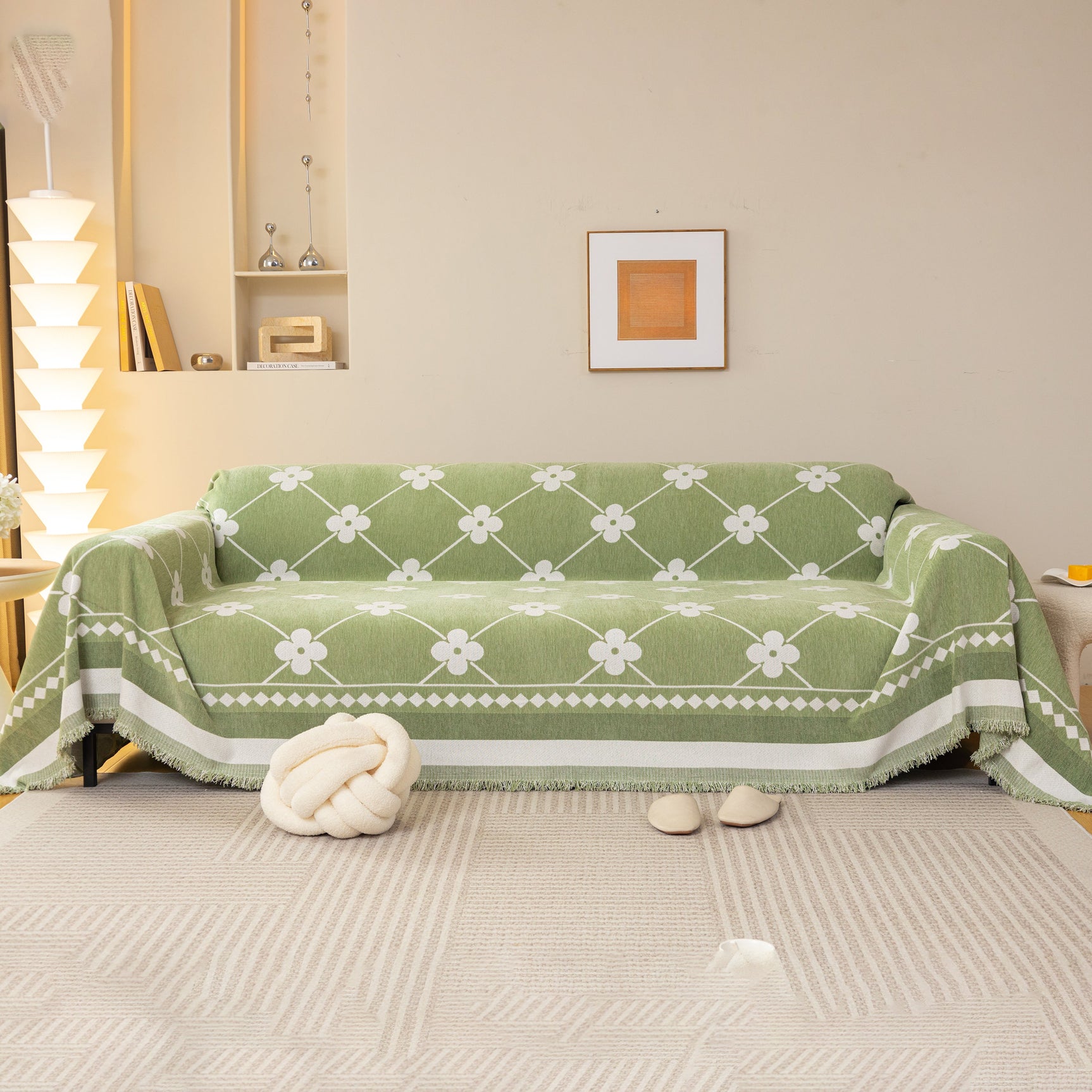 Comfy Four-Leaf Clover Hope Faith Love Luck Blanket for Couch, Chenille Scratch Proof Sofa Blanket Covers - Ornate Home