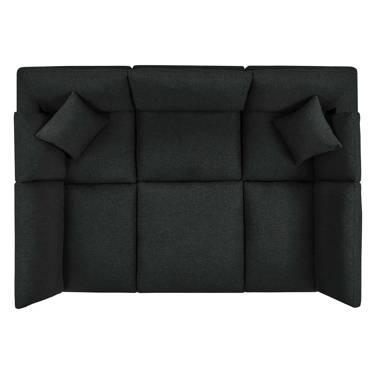 Commix Black 6-Piece Down Filled Overstuffed Boucle Fabric Sectional Sofa - 80x120" - Ornate Home