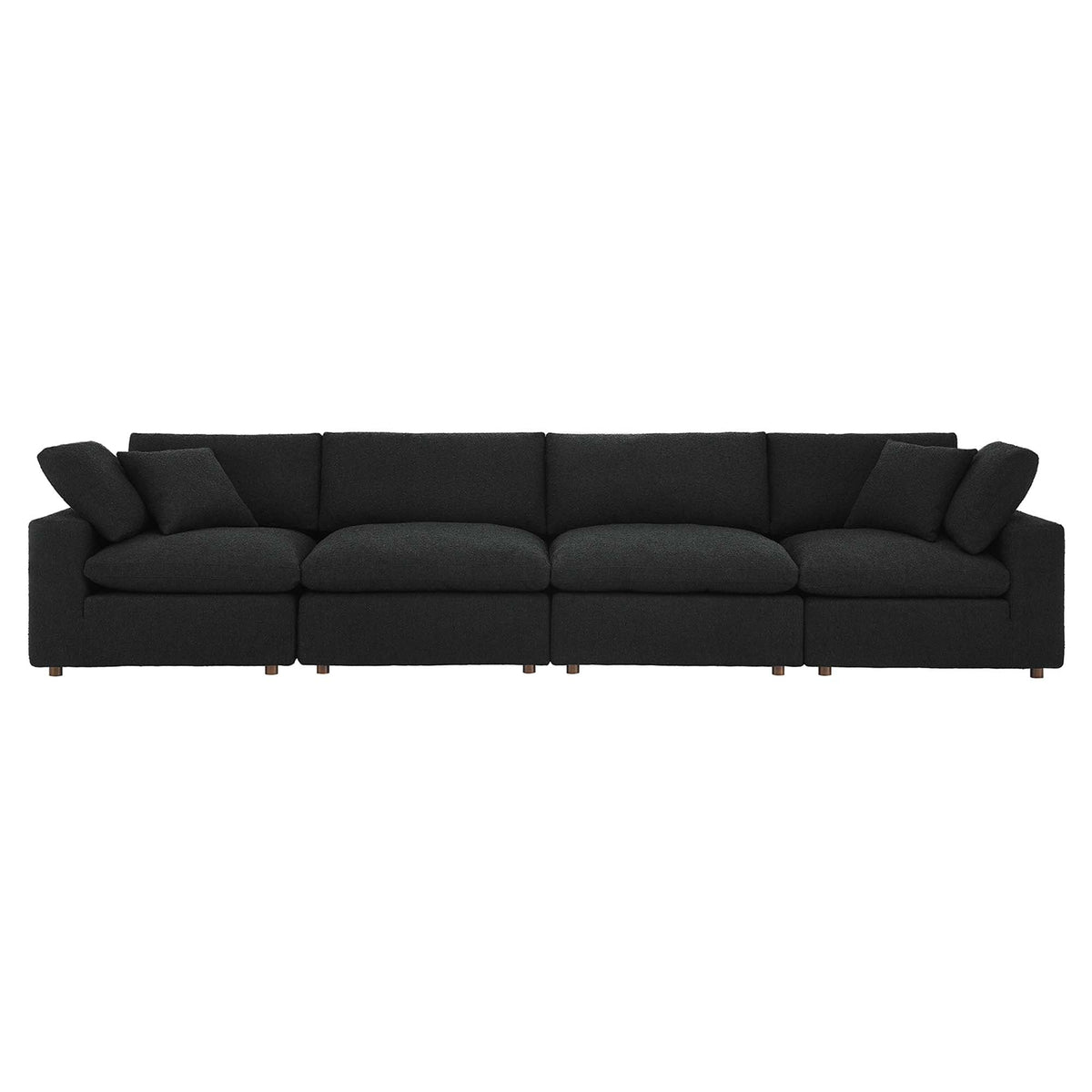 Commix Black Down Filled Overstuffed Boucle Fabric 4-Seater Sofa - Ornate Home