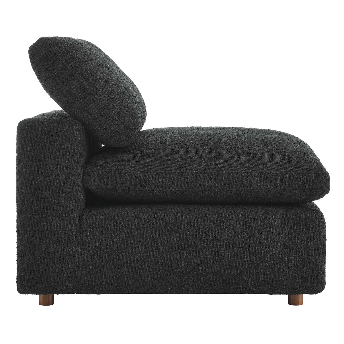 Commix Black Down Filled Overstuffed Boucle Fabric Armless Chair - Ornate Home