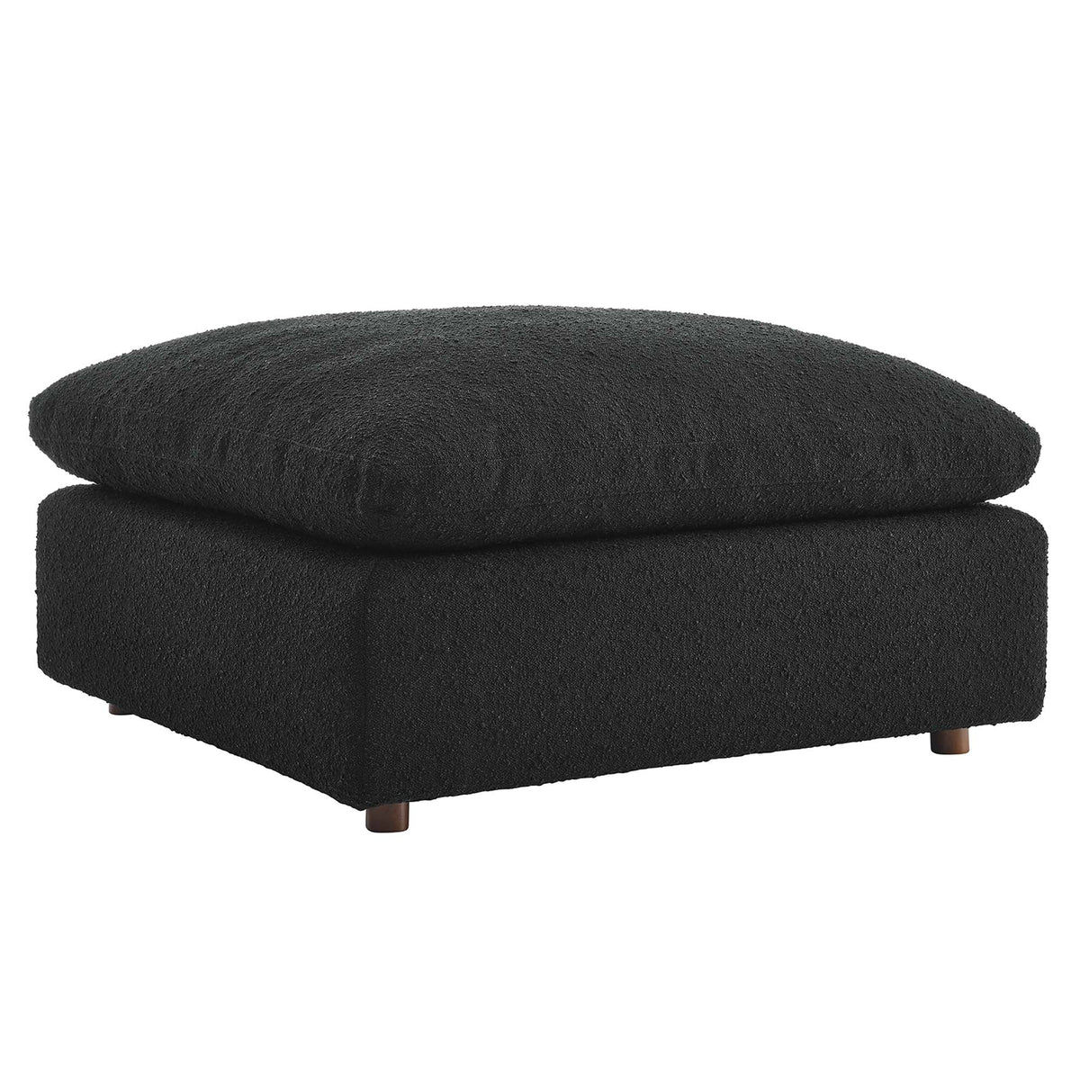 Commix Black Down Filled Overstuffed Boucle Fabric Ottoman - Ornate Home