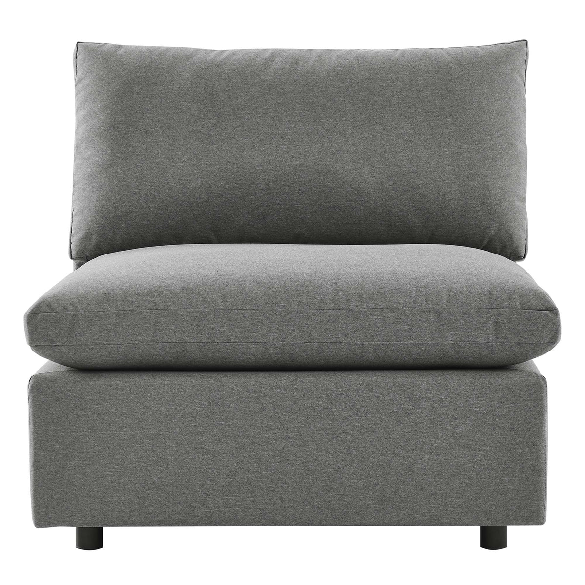 Commix Charcoal Overstuffed Outdoor Patio Armless Chair - Ornate Home