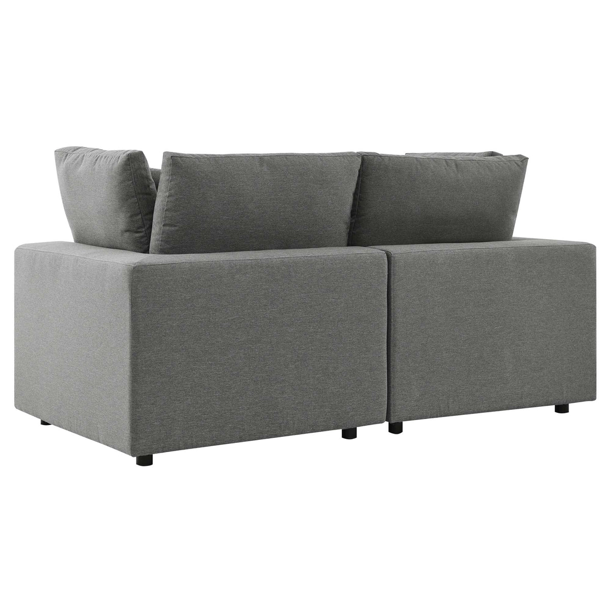 Commix Charcoal Overstuffed Outdoor Patio Loveseat - Ornate Home