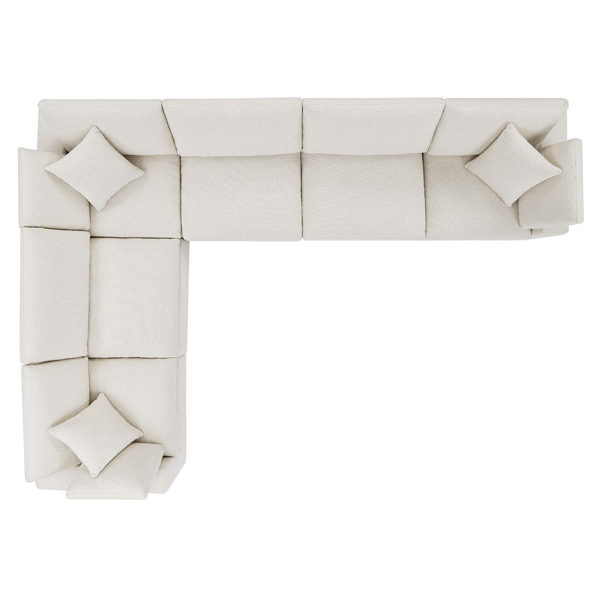 Commix Ivory 6-Piece Down Filled Overstuffed Boucle Fabric Sectional Sofa - 40x159" - Ornate Home