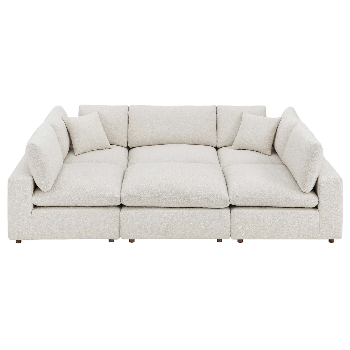 Commix Ivory 6-Piece Down Filled Overstuffed Boucle Fabric Sectional Sofa - 80x120" - Ornate Home