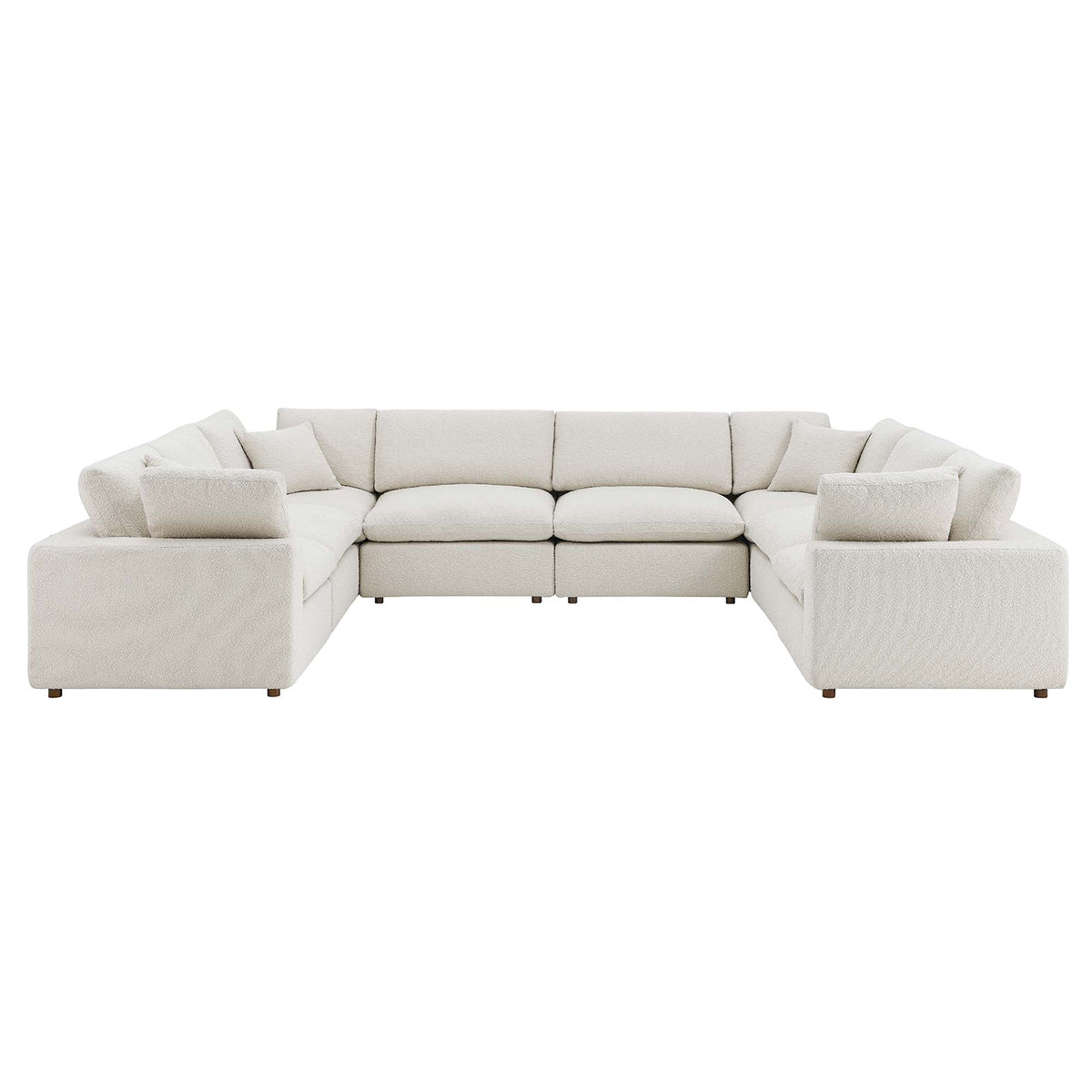 Commix Ivory 8-Piece Down Filled Overstuffed Boucle Fabric Sectional Sofa - Ornate Home