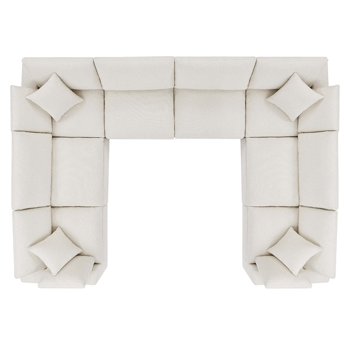 Commix Ivory 8-Piece Down Filled Overstuffed Boucle Fabric Sectional Sofa - Ornate Home