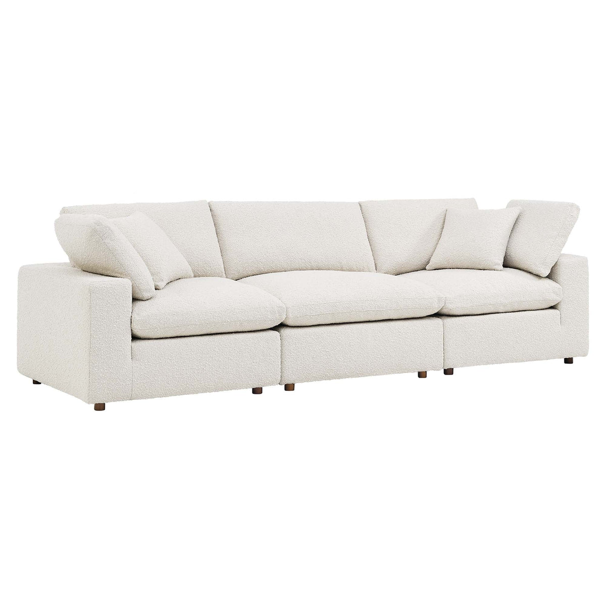 Commix Ivory Down Filled Overstuffed Boucle Fabric 3-Seater Sofa - Ornate Home