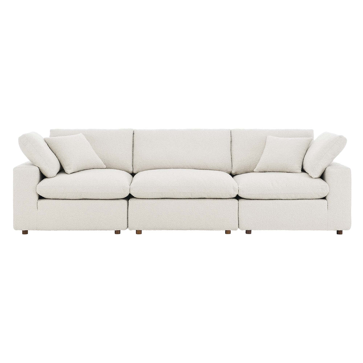 Commix Ivory Down Filled Overstuffed Boucle Fabric 3-Seater Sofa - Ornate Home