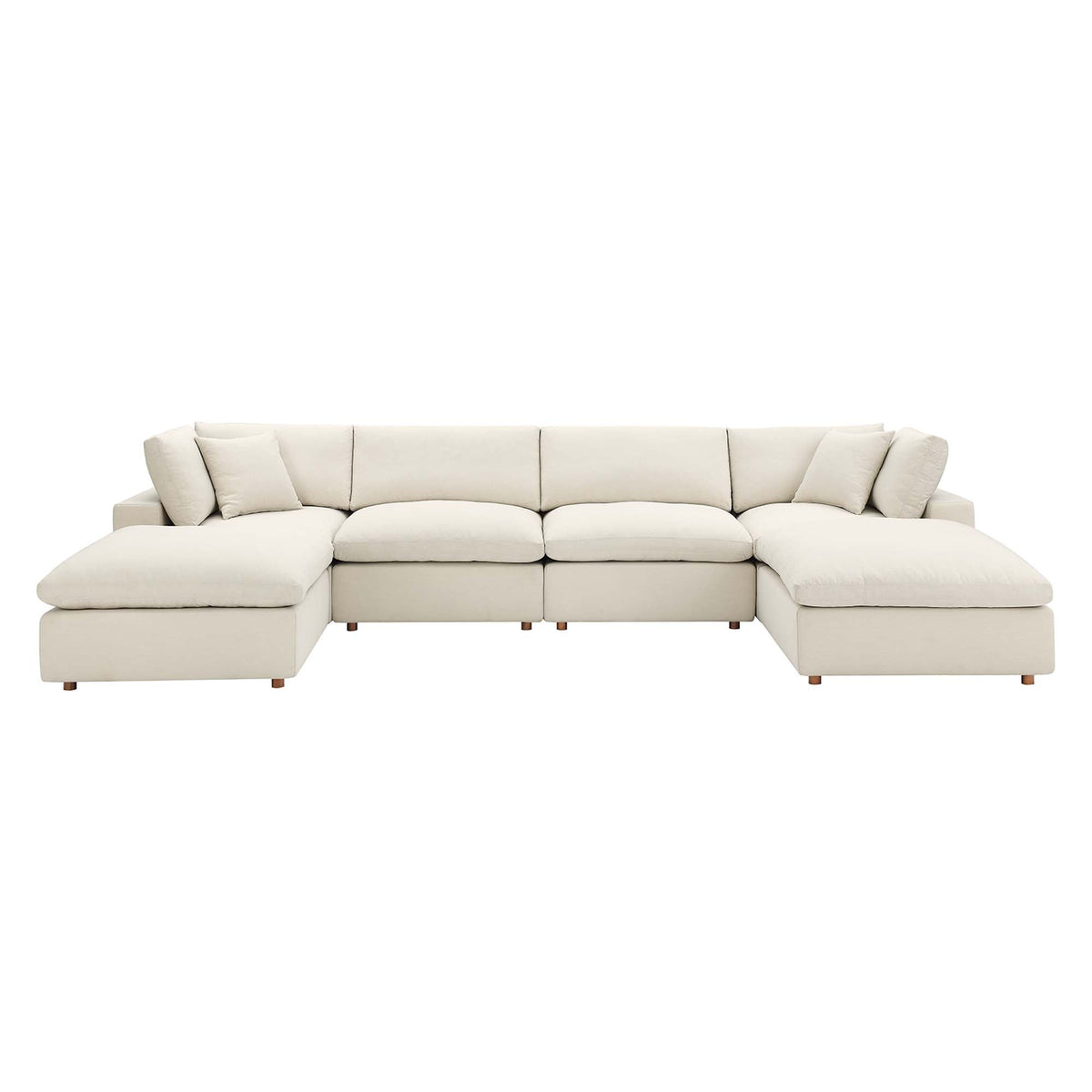 Commix Light Beige 6-Piece Down Filled Overstuffed Sectional Sofa - 80x158" - Ornate Home