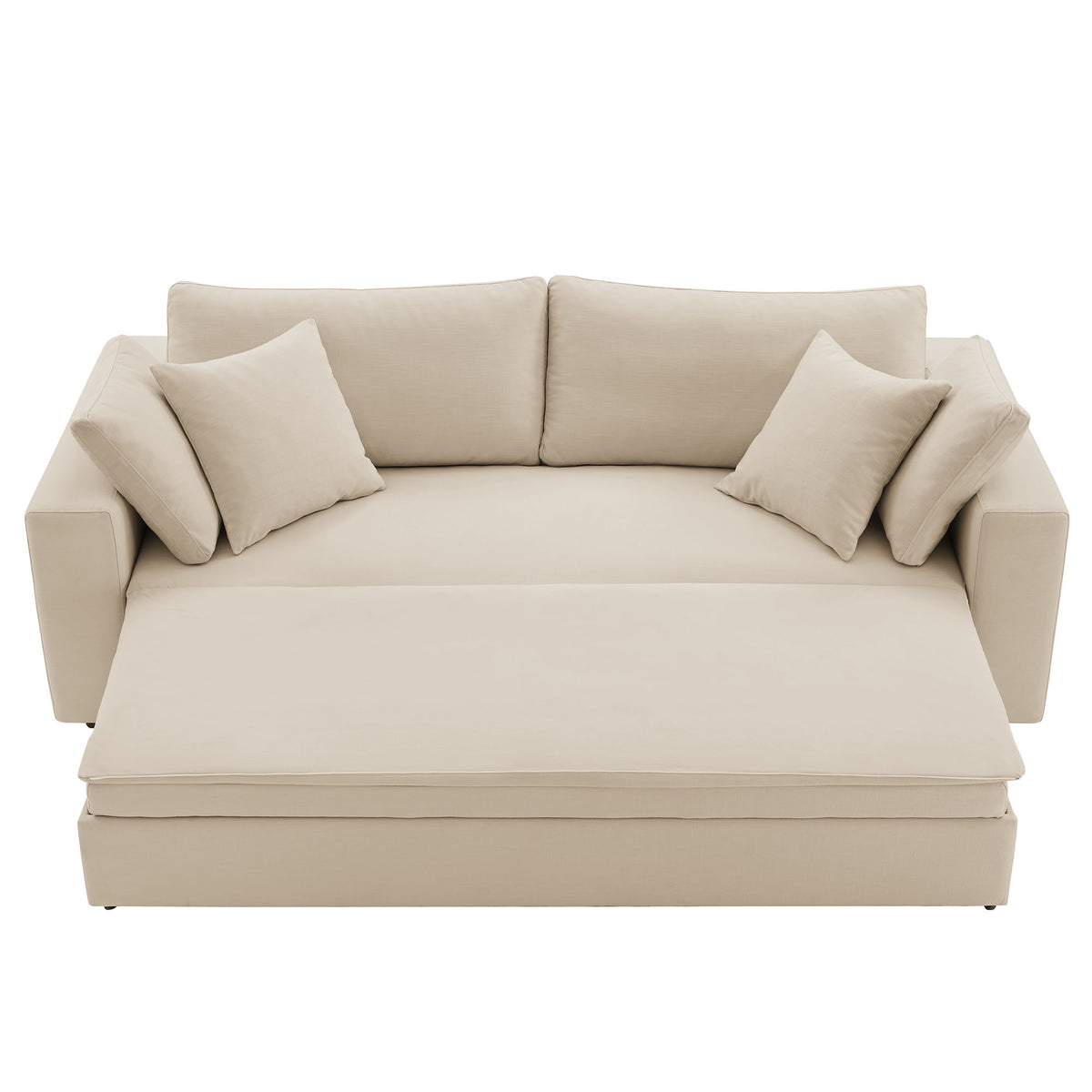 Commix Light Beige Down Filled Overstuffed Sleeper Sofa - Ornate Home