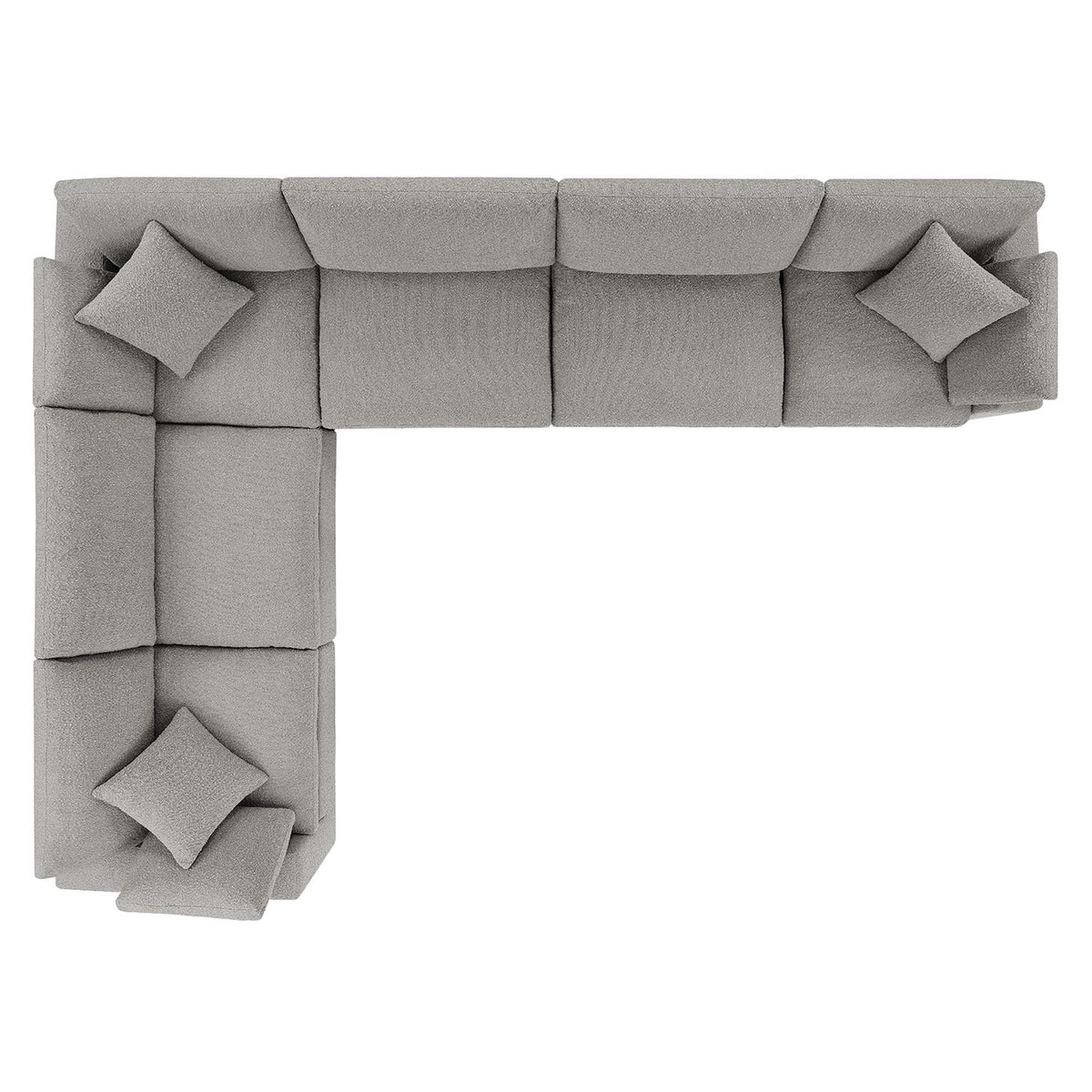 Commix Light Gray 6-Piece Down Filled Overstuffed Boucle Fabric Sectional Sofa - 40x159" - Ornate Home