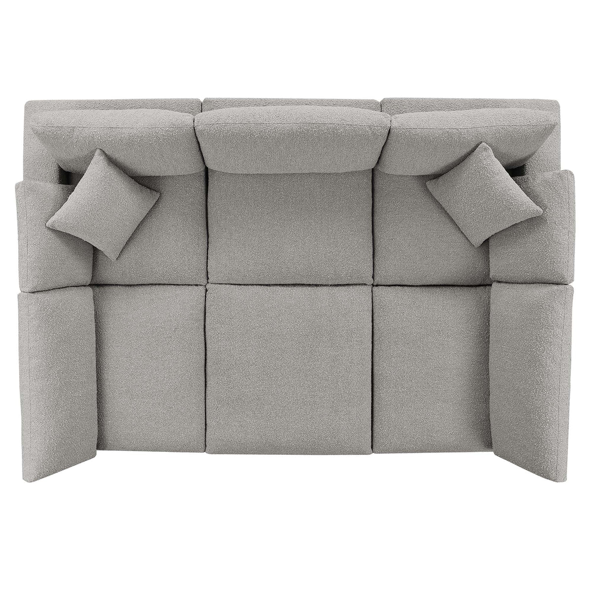Commix Light Gray 6-Piece Down Filled Overstuffed Boucle Fabric Sectional Sofa - 80x120" - Ornate Home