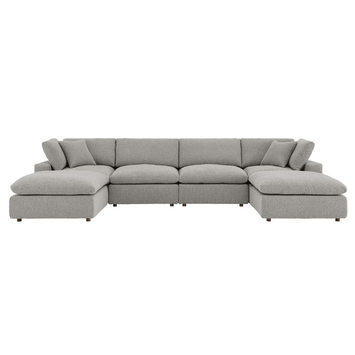 Commix Light Gray 6-Piece Down Filled Overstuffed Boucle Sectional Sofa - Ornate Home