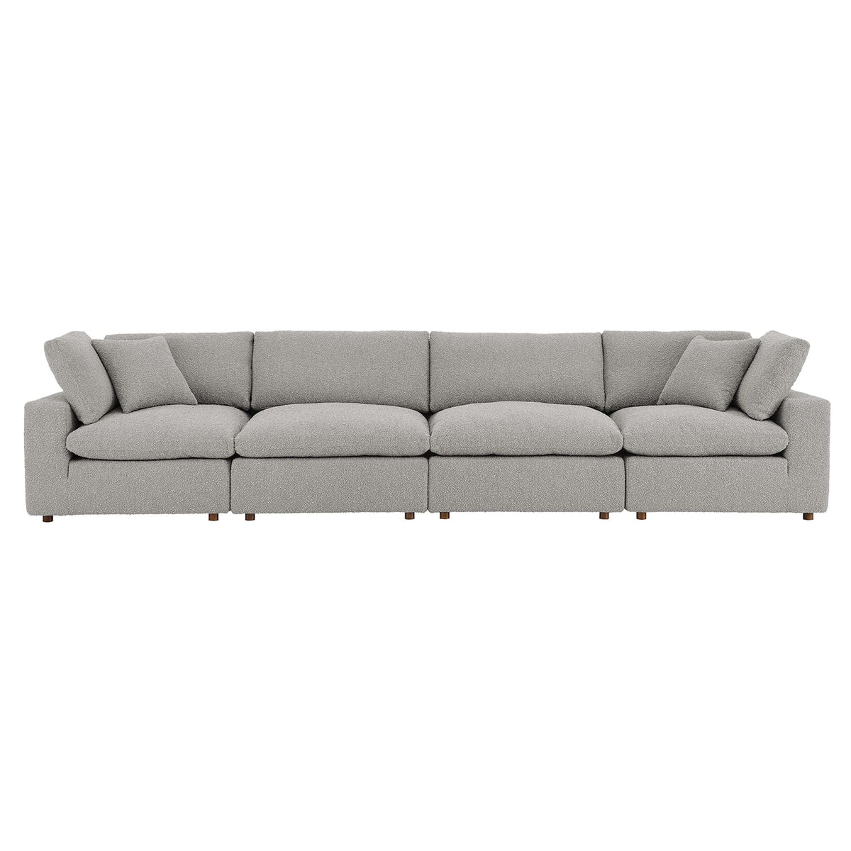 Commix Light Gray Down Filled Overstuffed Boucle Fabric 4-Seater Sofa - Ornate Home