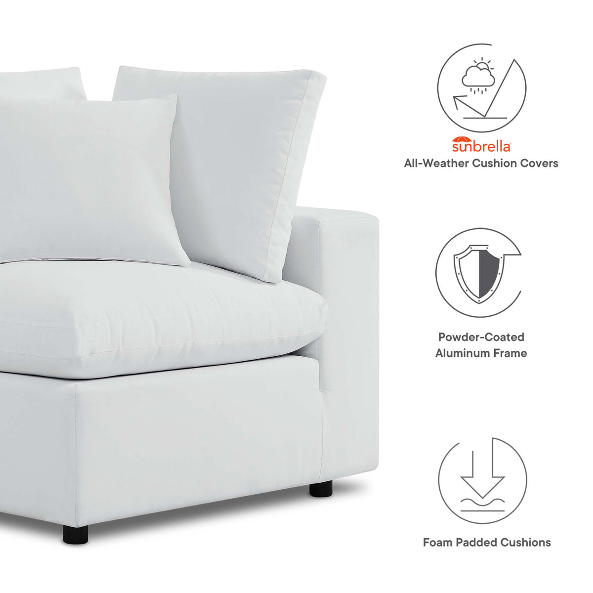 Commix White Sunbrella Outdoor Patio Loveseat - Ornate Home