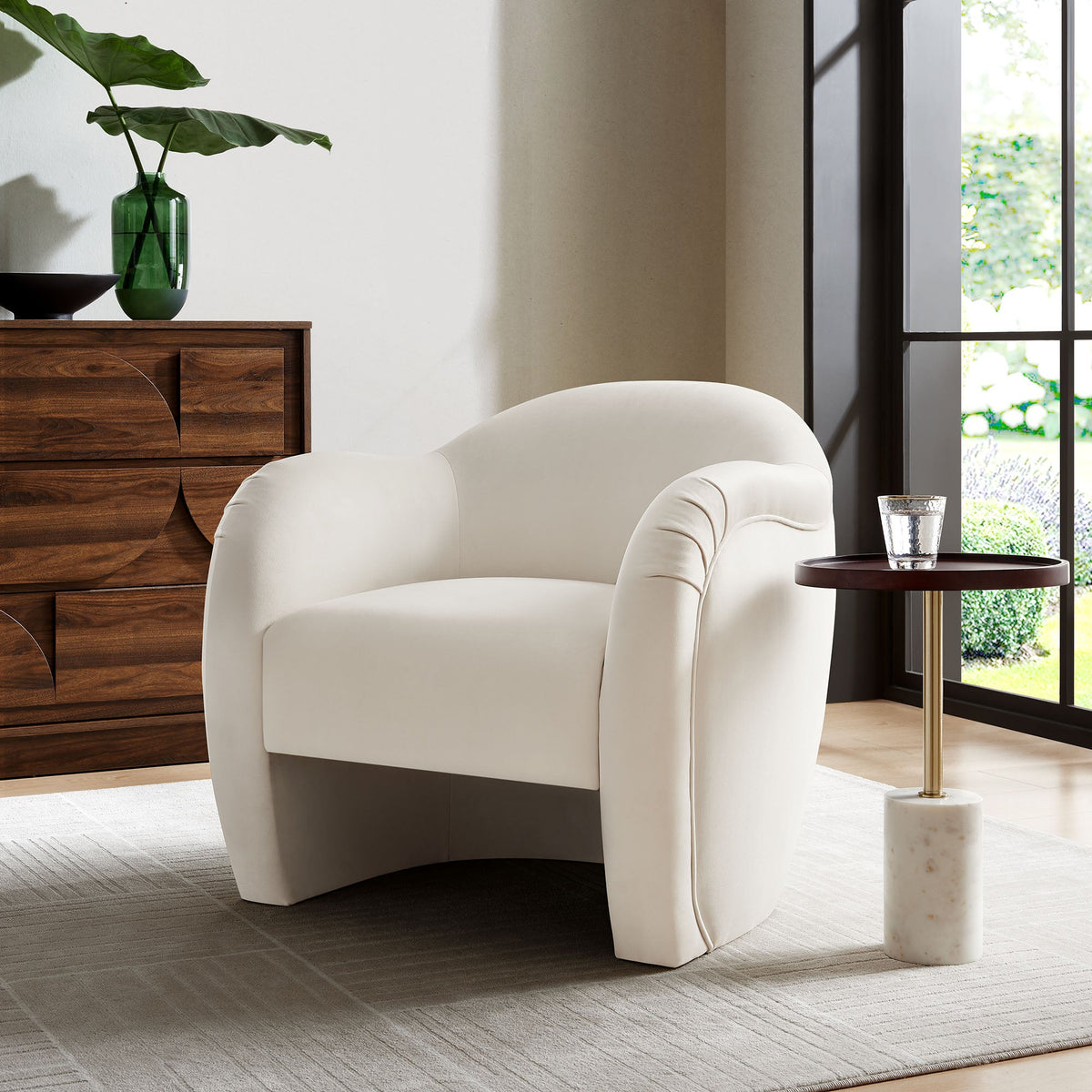 Compose Alabaster Performance Velvet Accent Chair - Ornate Home