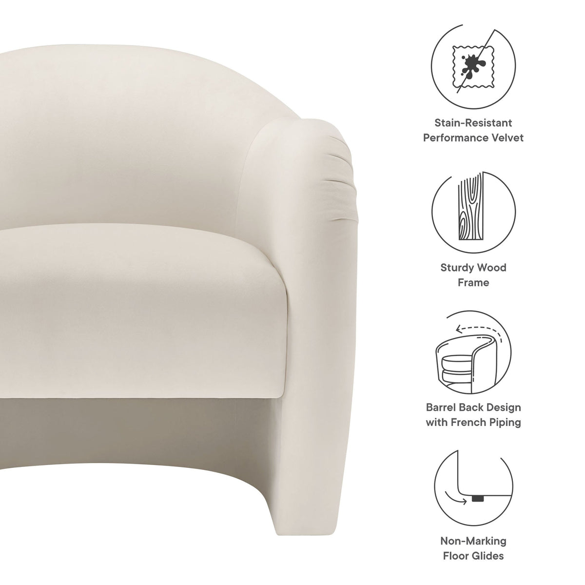 Compose Alabaster Performance Velvet Accent Chair - Ornate Home