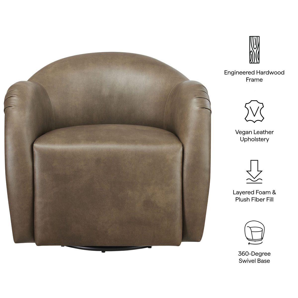 Compose Mustard Barrel Vegan Leather Swivel Armchair