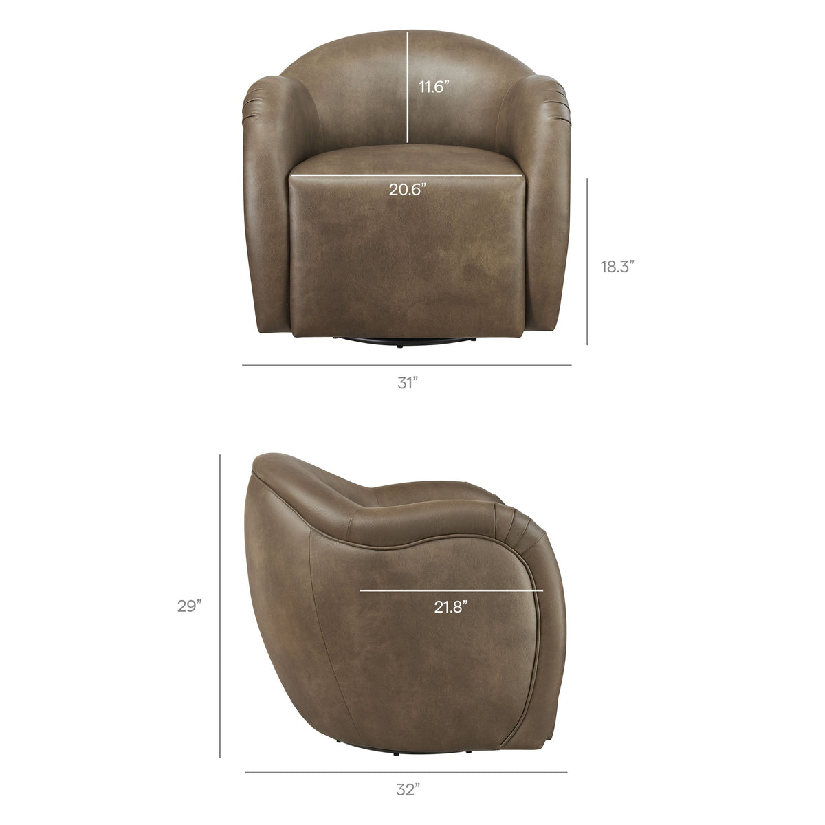 Compose Mustard Barrel Vegan Leather Swivel Armchair