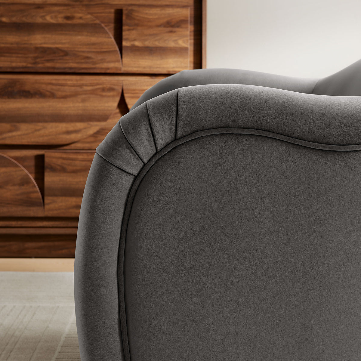Compose Storm Gray Performance Velvet Accent Chair - Ornate Home