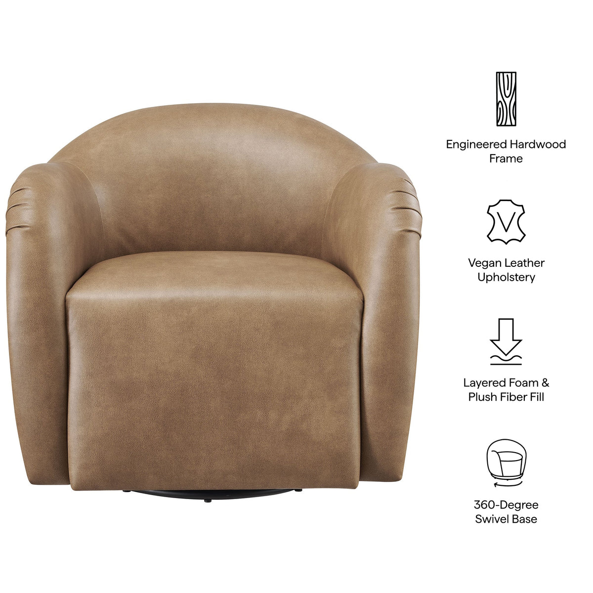 Compose Toast Barrel Vegan Leather Swivel Armchair