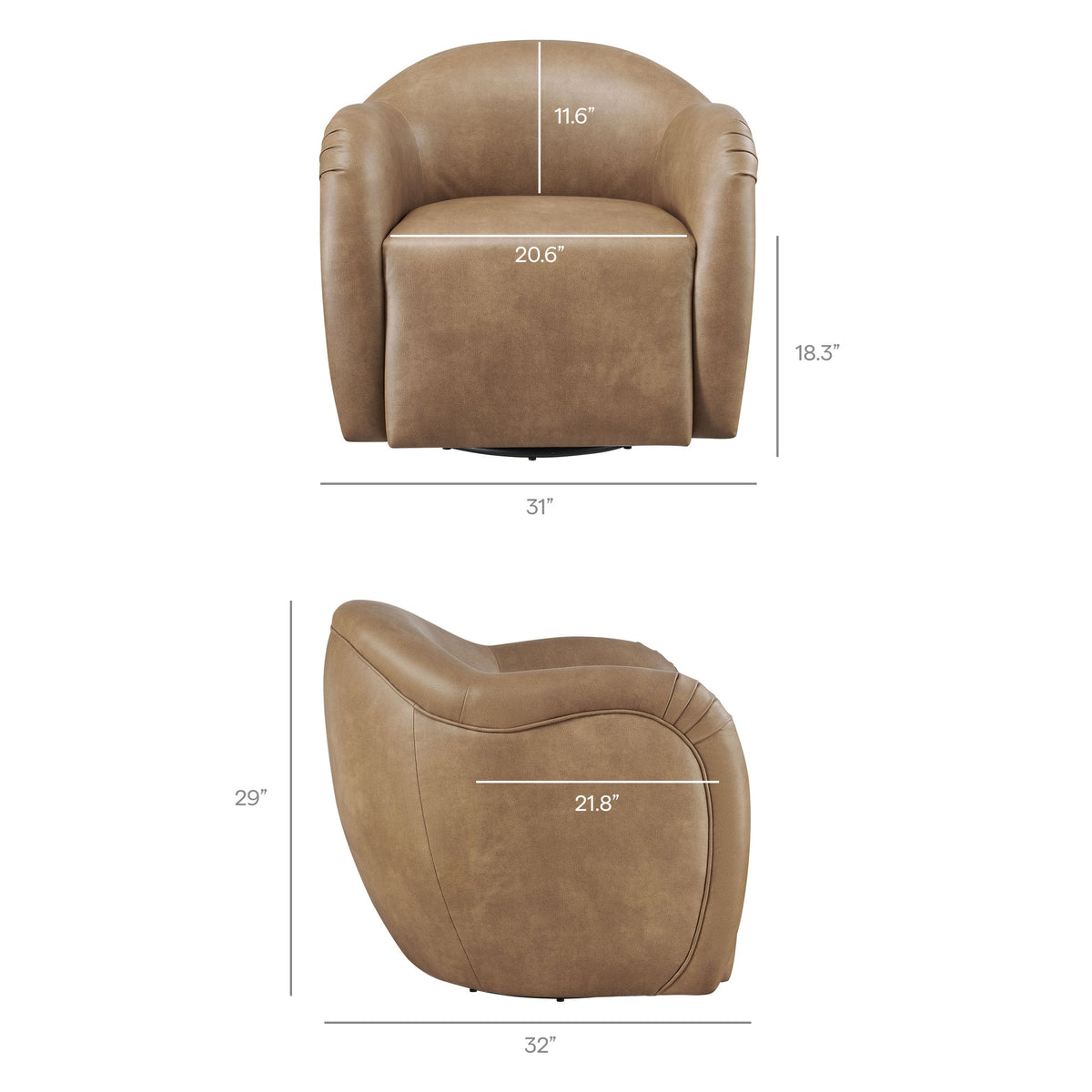 Compose Toast Barrel Vegan Leather Swivel Armchair