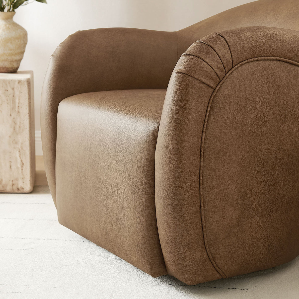 Compose Toast Barrel Vegan Leather Swivel Armchair