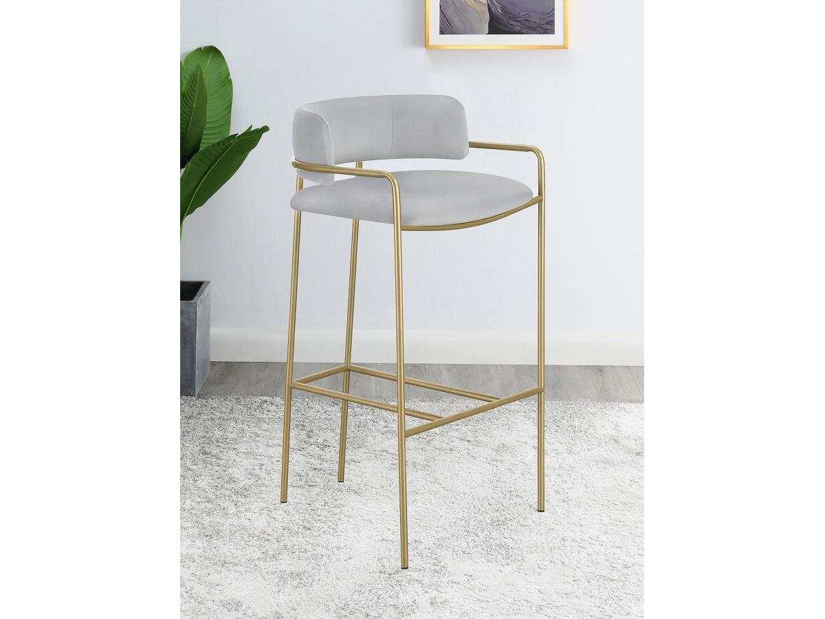 Comstock Gray Velvet Uph. Low Back Bar Height Chair - Ornate Home