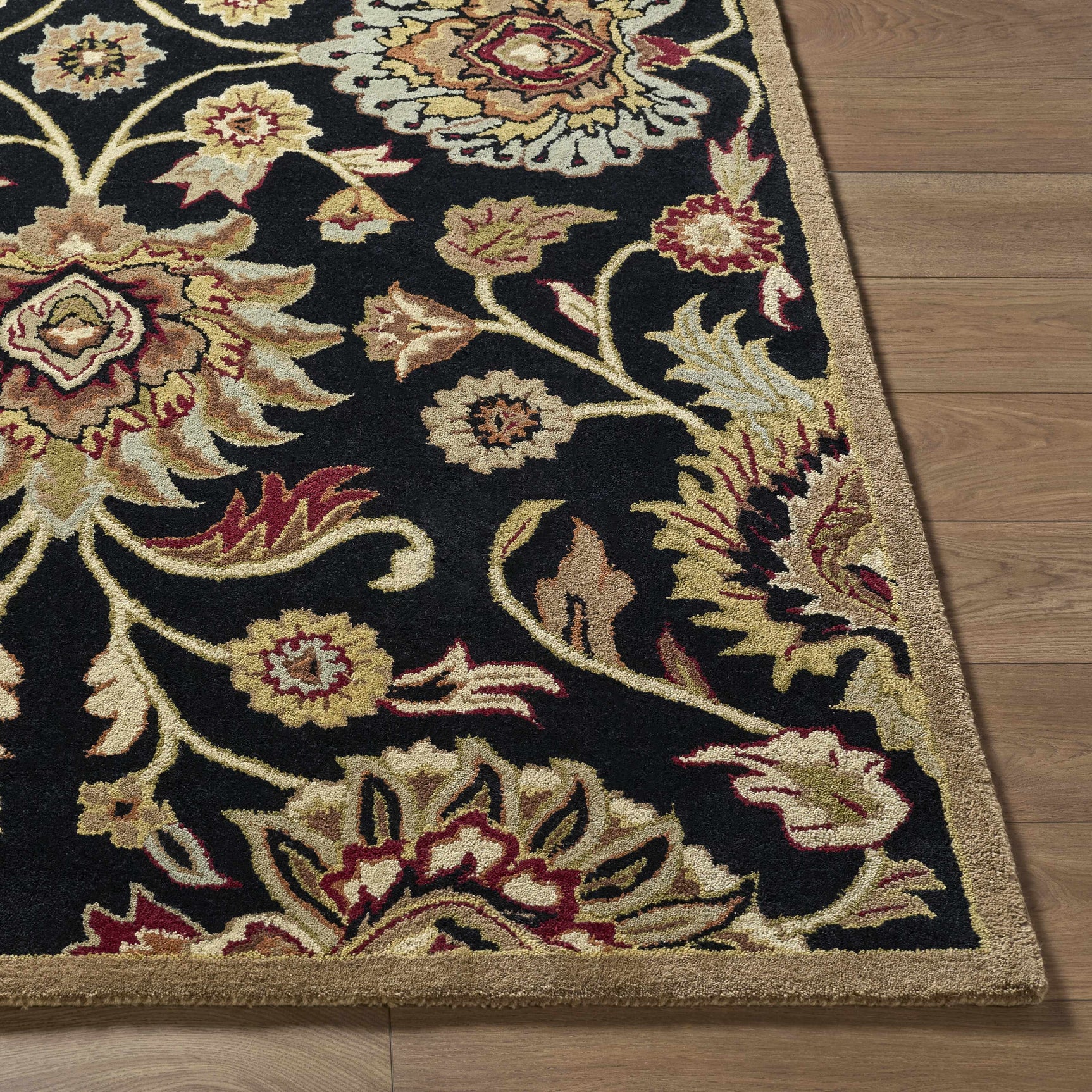Conesus 1053 Hand Tufted Black Wool Rug - Ornate Home