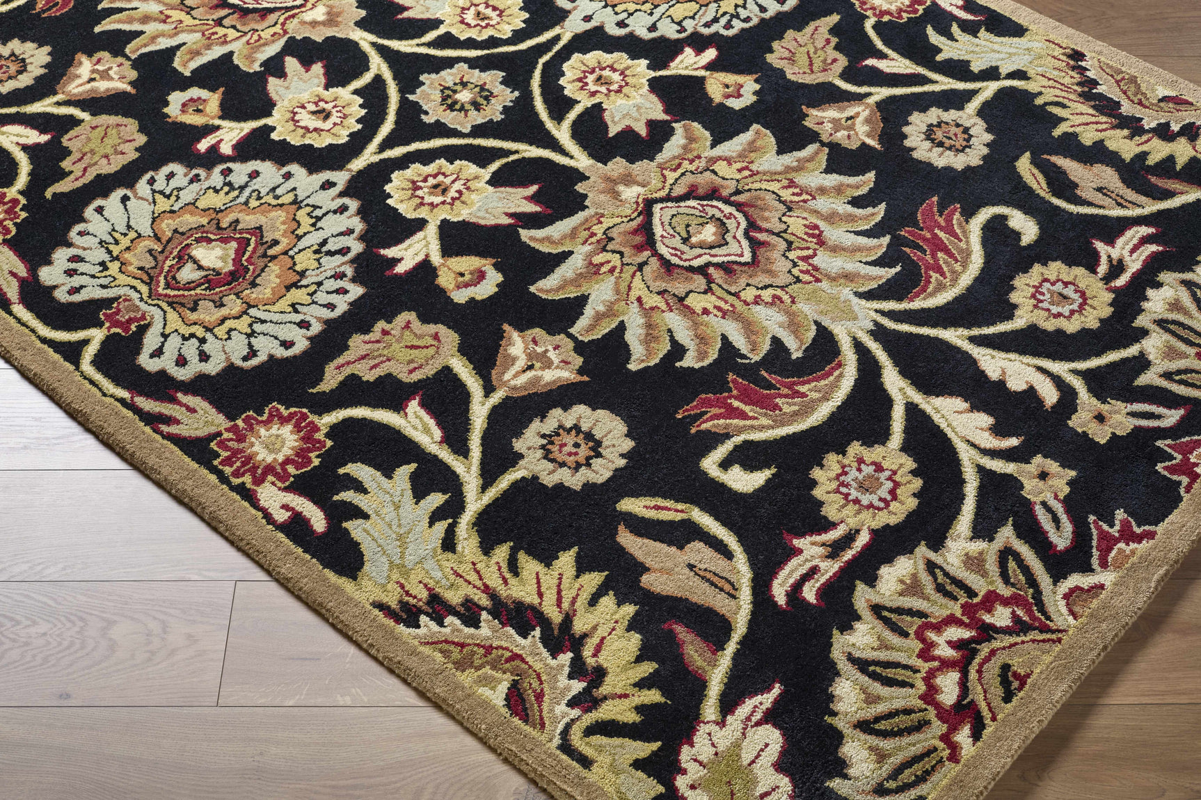 Conesus 1053 Hand Tufted Black Wool Rug - Ornate Home