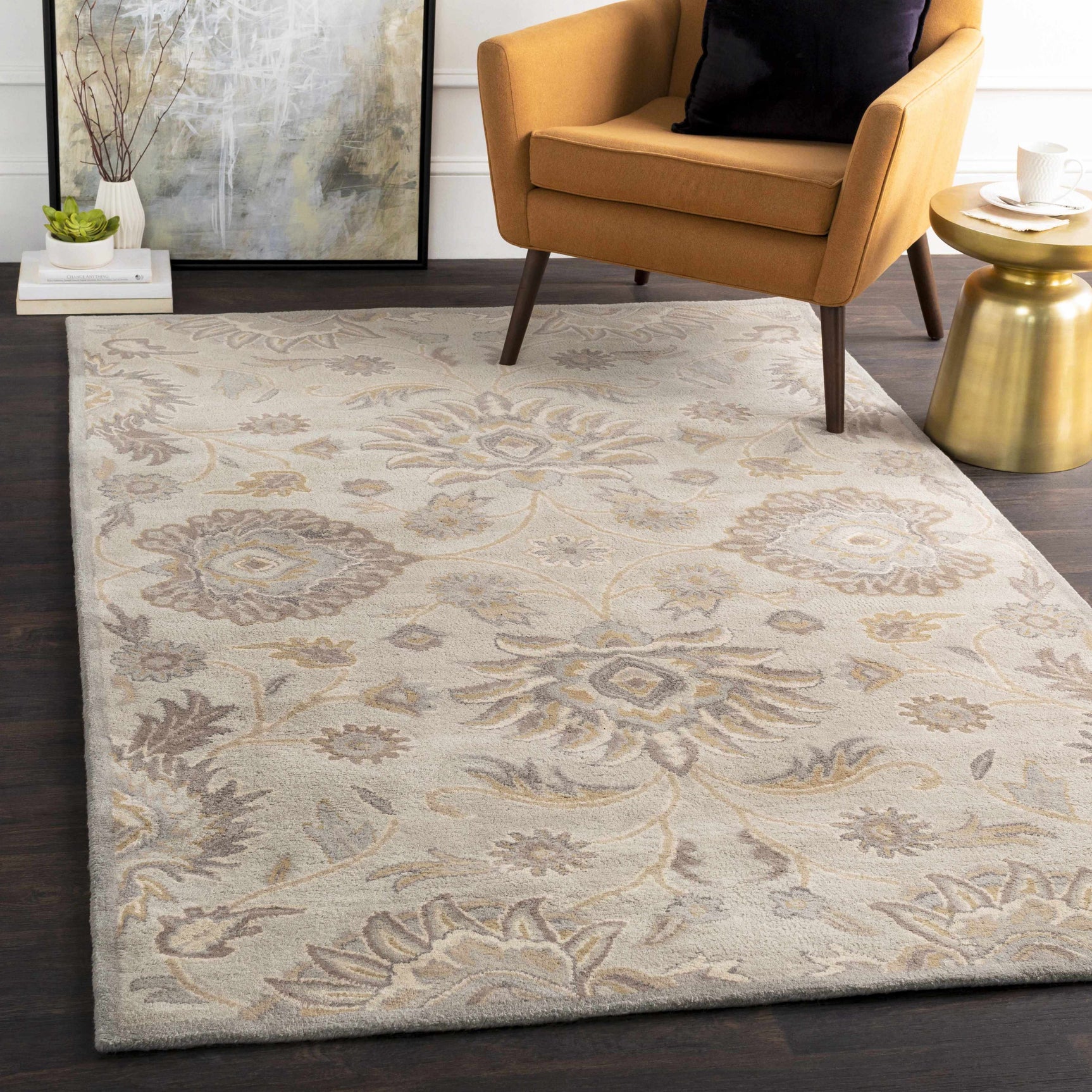 Conesus 1192 Hand Tufted Ivory&Taupe Wool Rug - Ornate Home