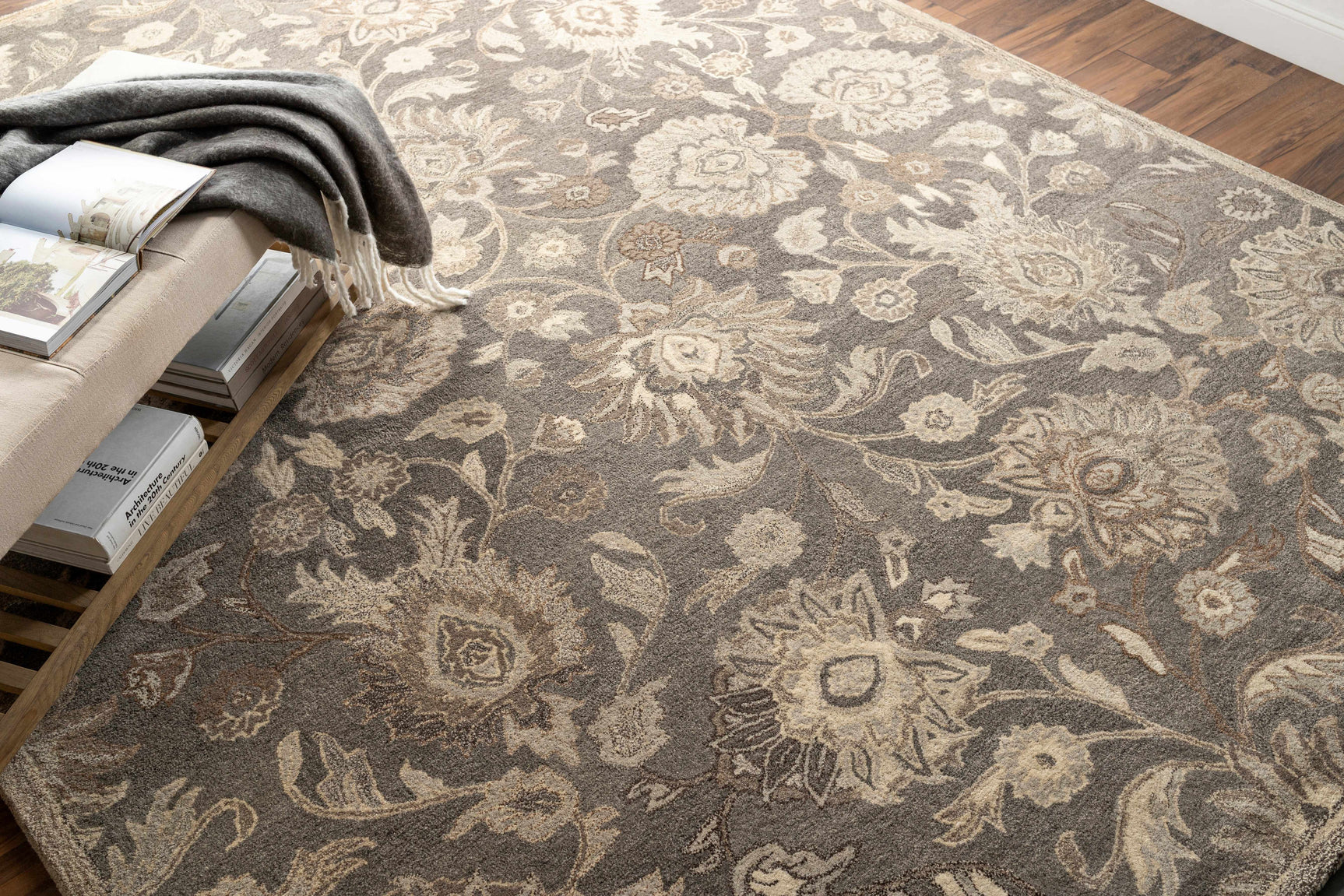 Conesus 1195 Hand Tufted Ivory & Taupe Wool Rug - Ornate Home