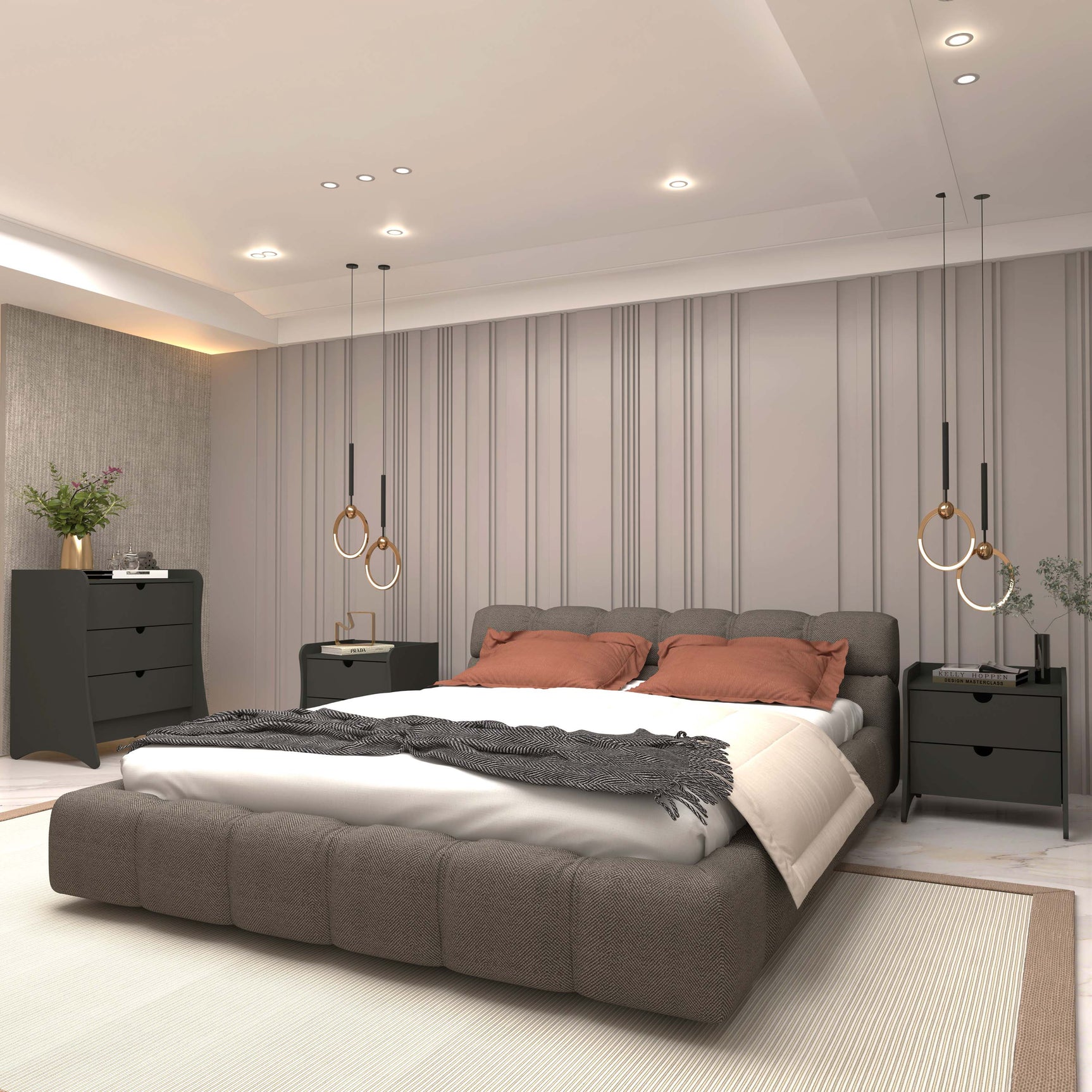 Coney 3-Piece Dresser and 2 Nightstands in Grey - Ornate Home