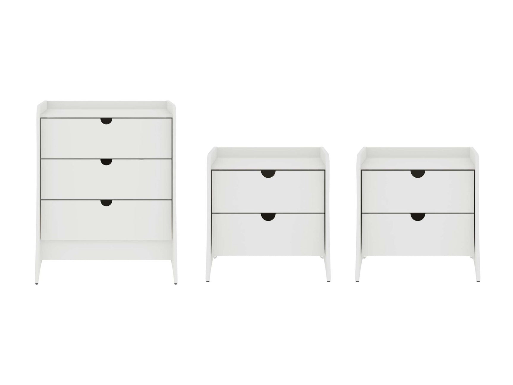 Coney 3-Piece Dresser and 2 Nightstands in White - Ornate Home