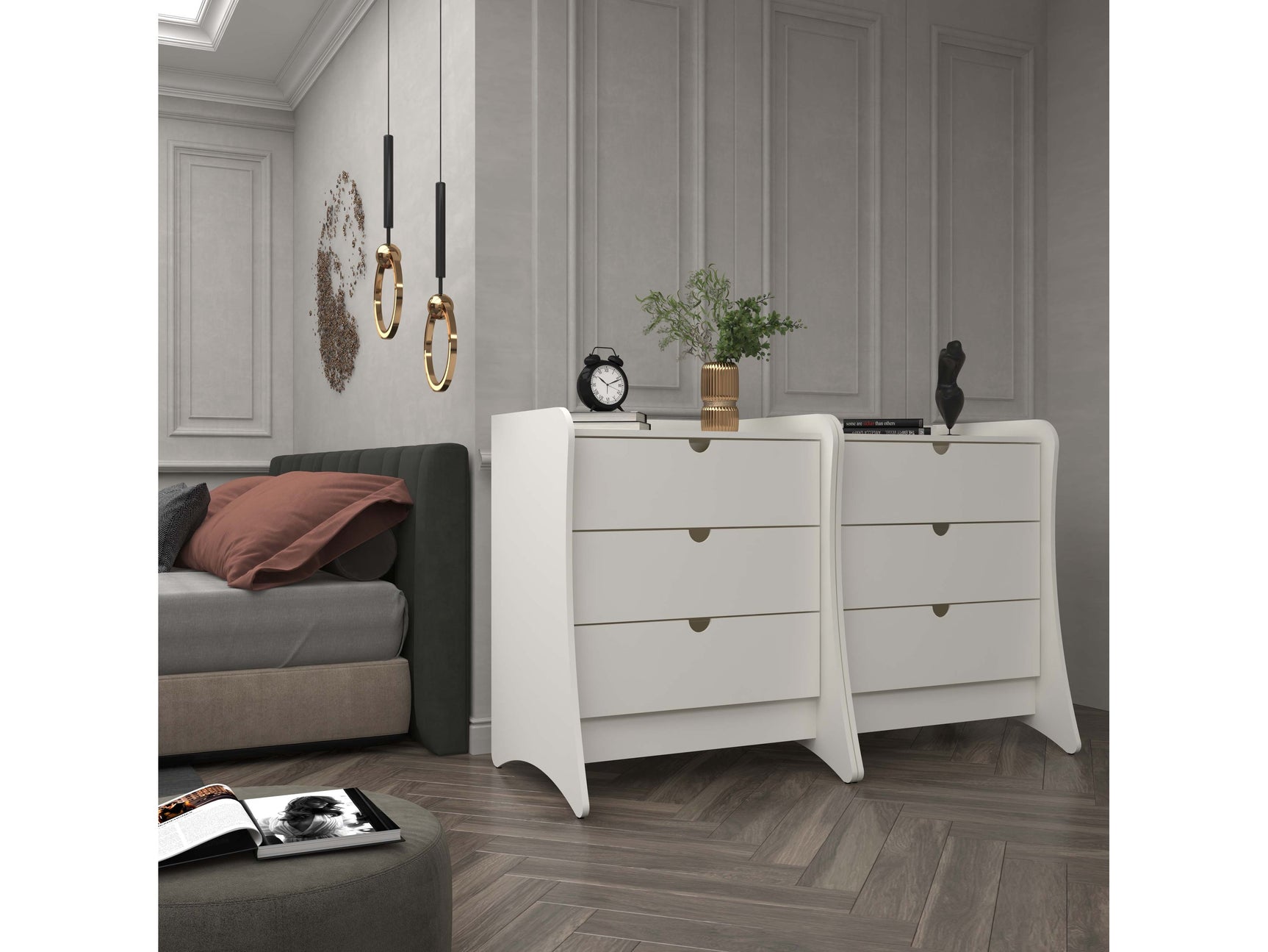 Coney Dresser in White (set of 2) - Ornate Home