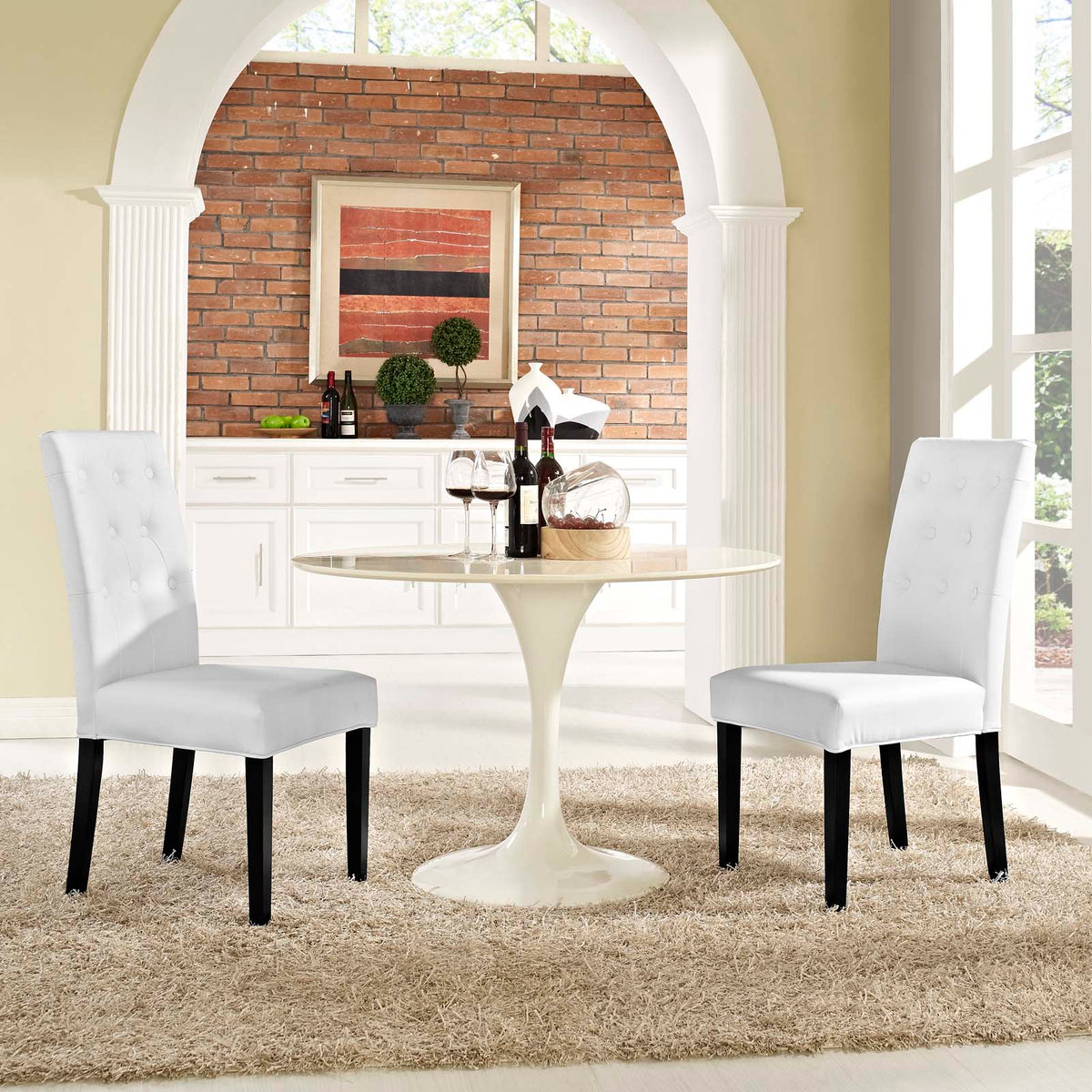 Confer White Vinyl Dining Side Chair (Set of 2) - Ornate Home